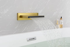 Shower Waterfall Tub Faucet Wall Mount Tub Filler Spout For Bathroom sink High Flow Cascade Waterfall - Gold