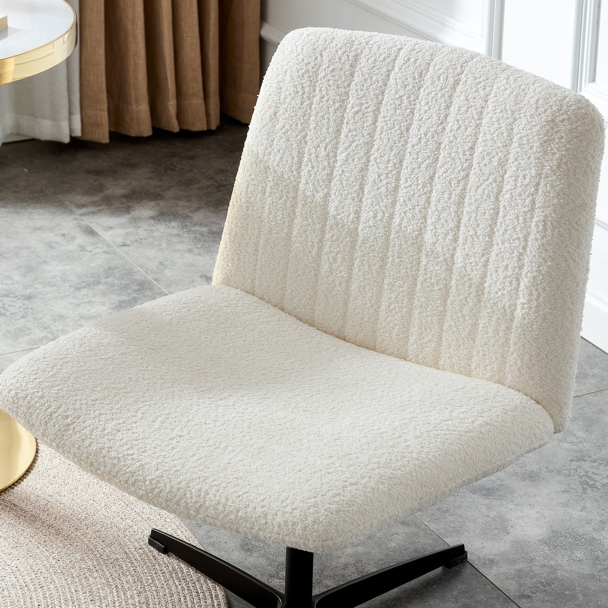 MAICOSY Swivel Home Office Desk Chairs Armless Adjustable 360 Velvet White Chair
