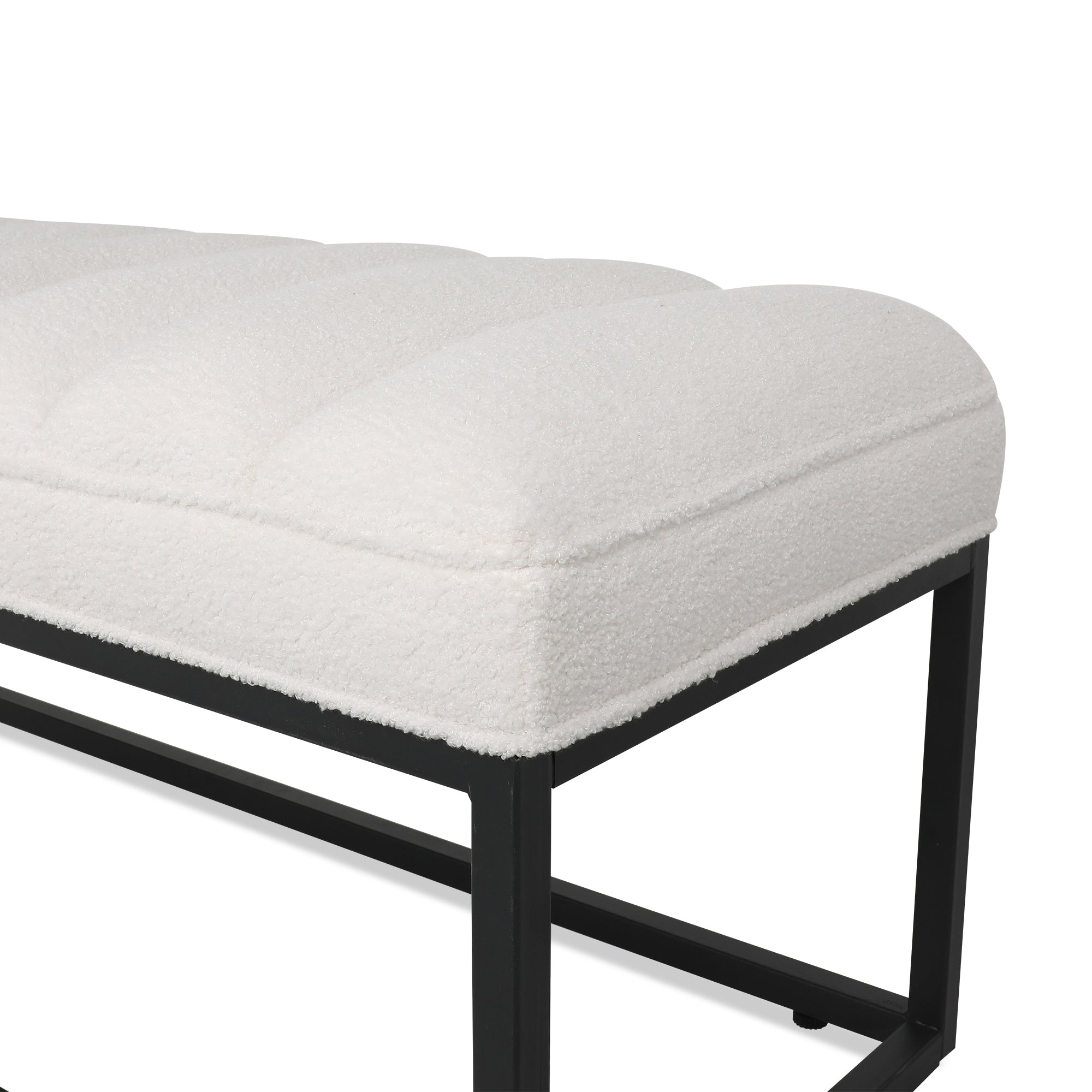 White Velvet Metal Base Bench