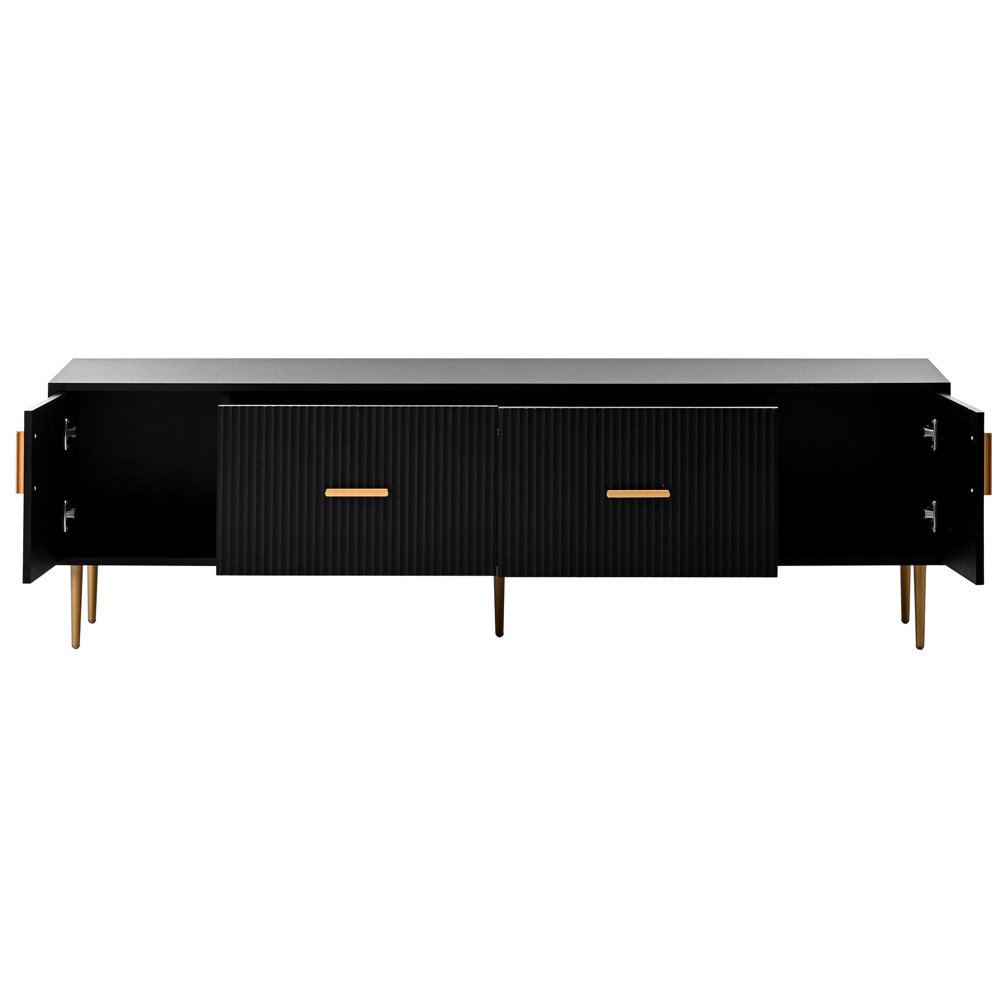 Modern TV Stand with 5 Champagne Legs, TVS Up to 75'' - Black