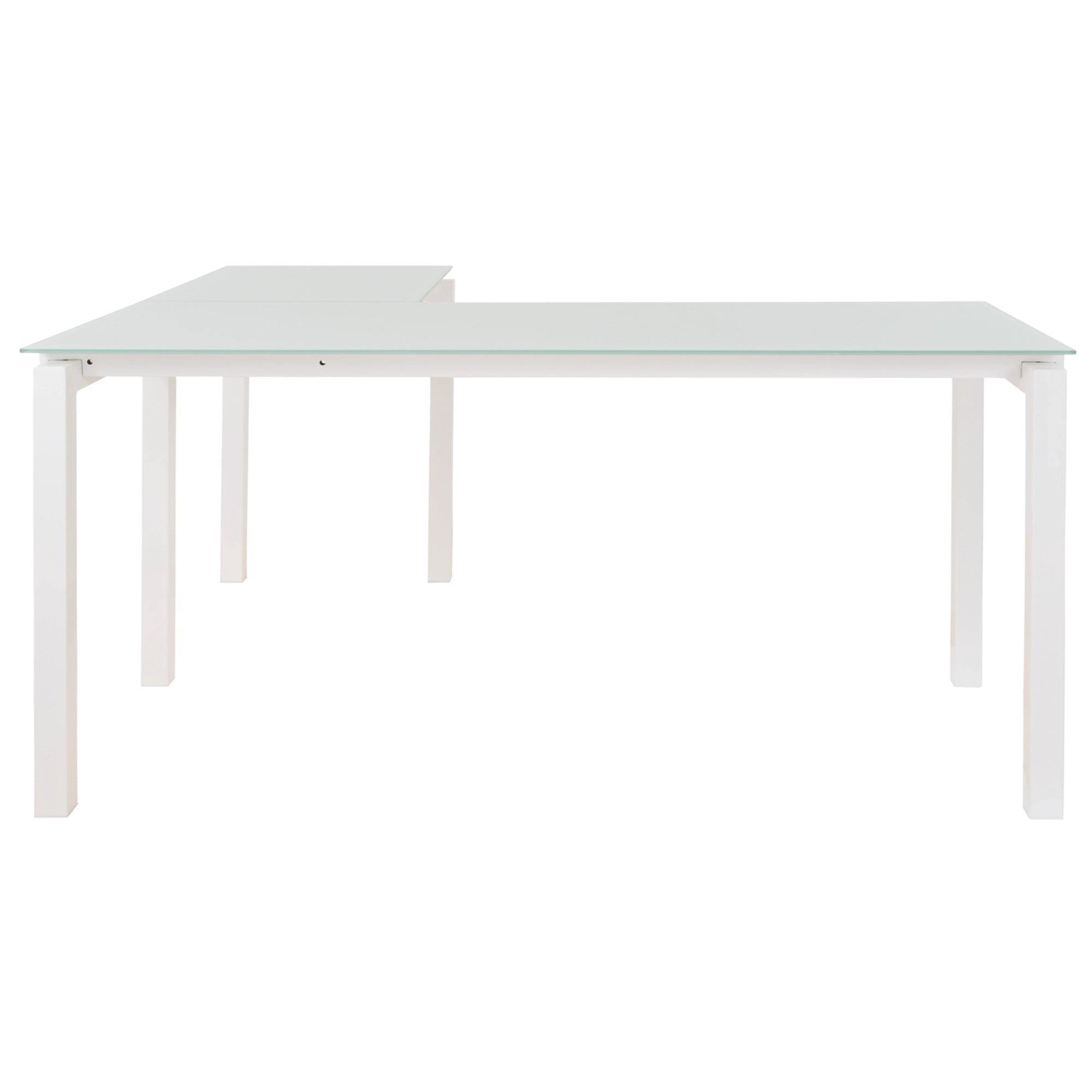 Contemporary Home Office L-Desk - White / Glass