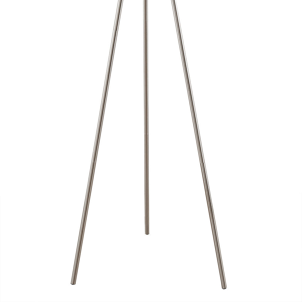 Pacific Tripod Metal Tripod Floor Lamp with Glass Shade - Silver