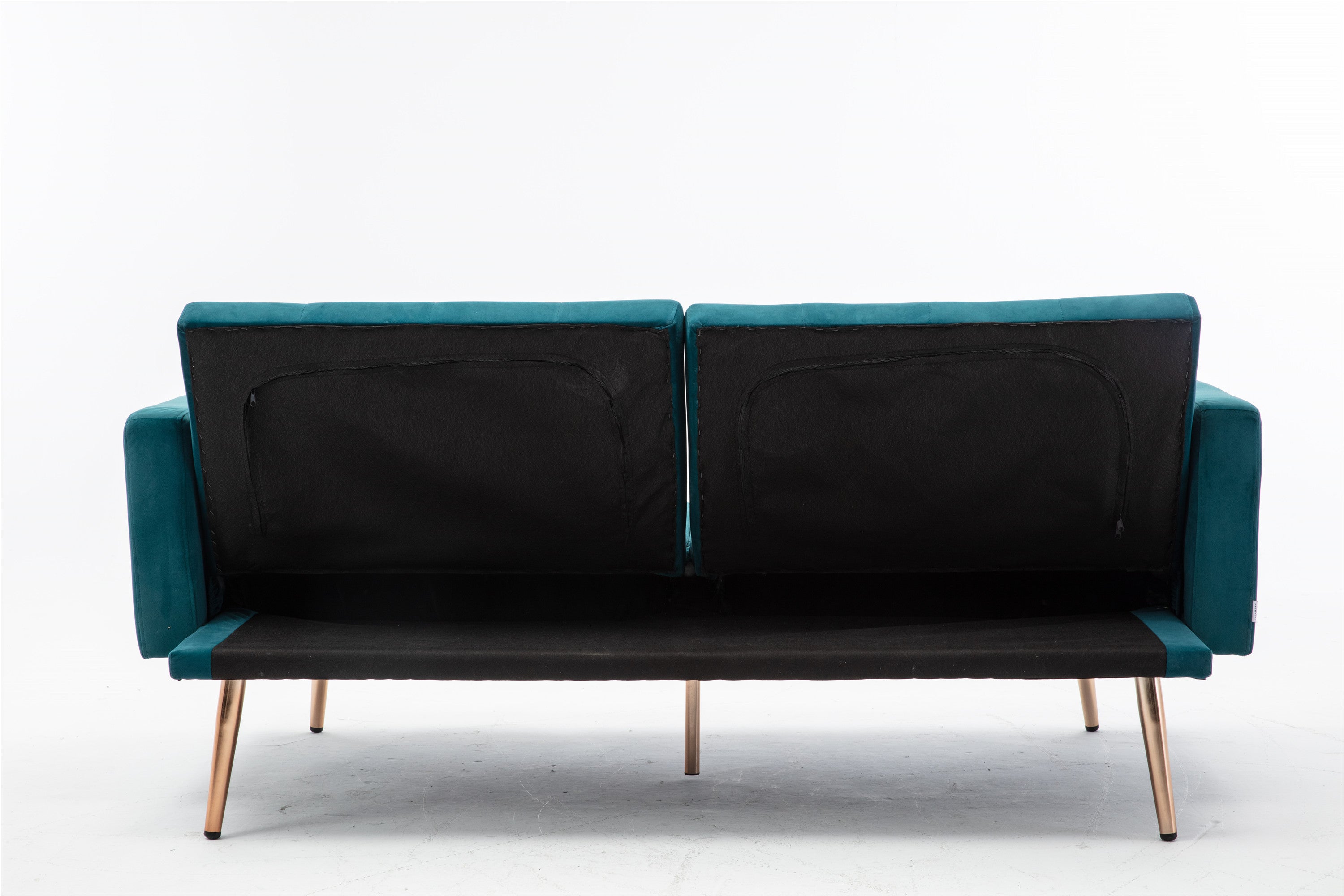 Velvet Accent Sofa, Loveseat Sofa with Rose Gold Metal Feet