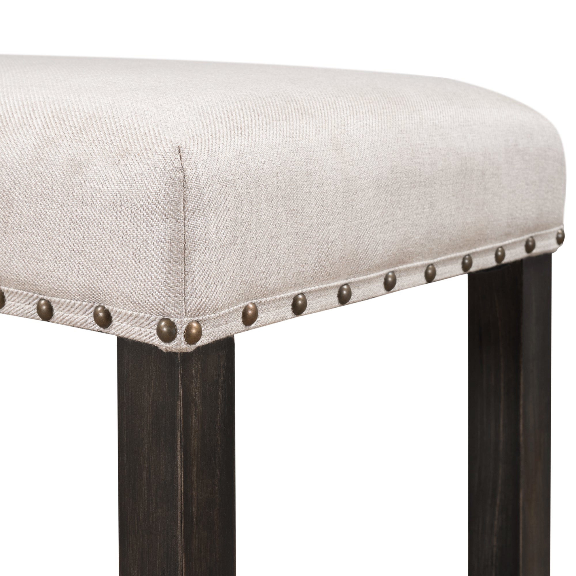 Rustic Wooden Counter Height Upholstered Dining Chairs (Set of 2) - Espresso+ Beige