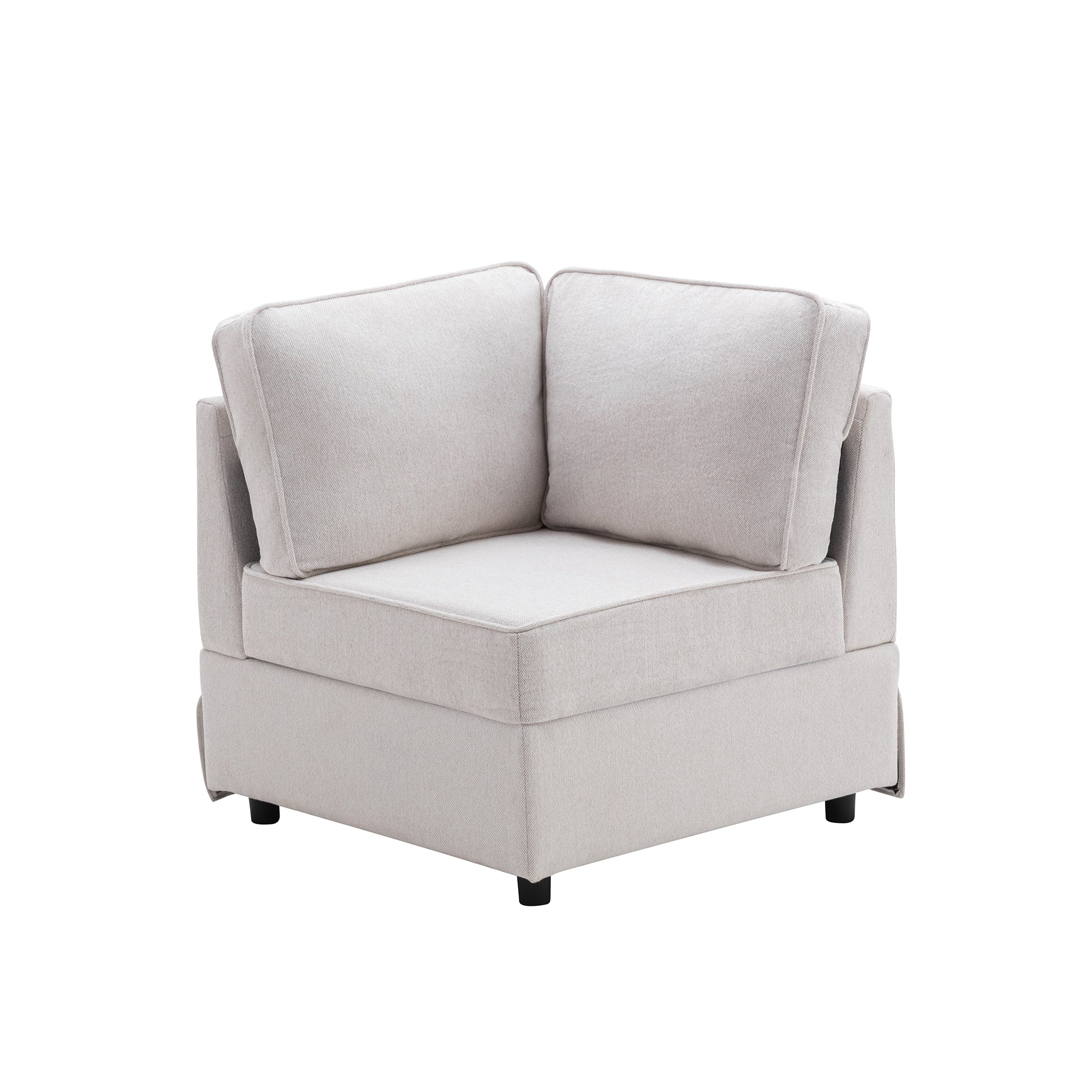109.4" Fabric Upholstered Modular Sofa Collection, Sectional Couch with removable Ottoman  - Light Beige
