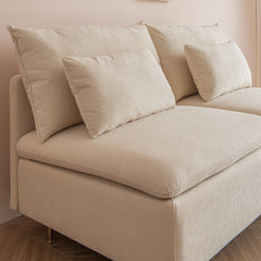 Modern Armless Loveseat Couch Armless Settee Bench - Beige Cotton Linen-59.8''