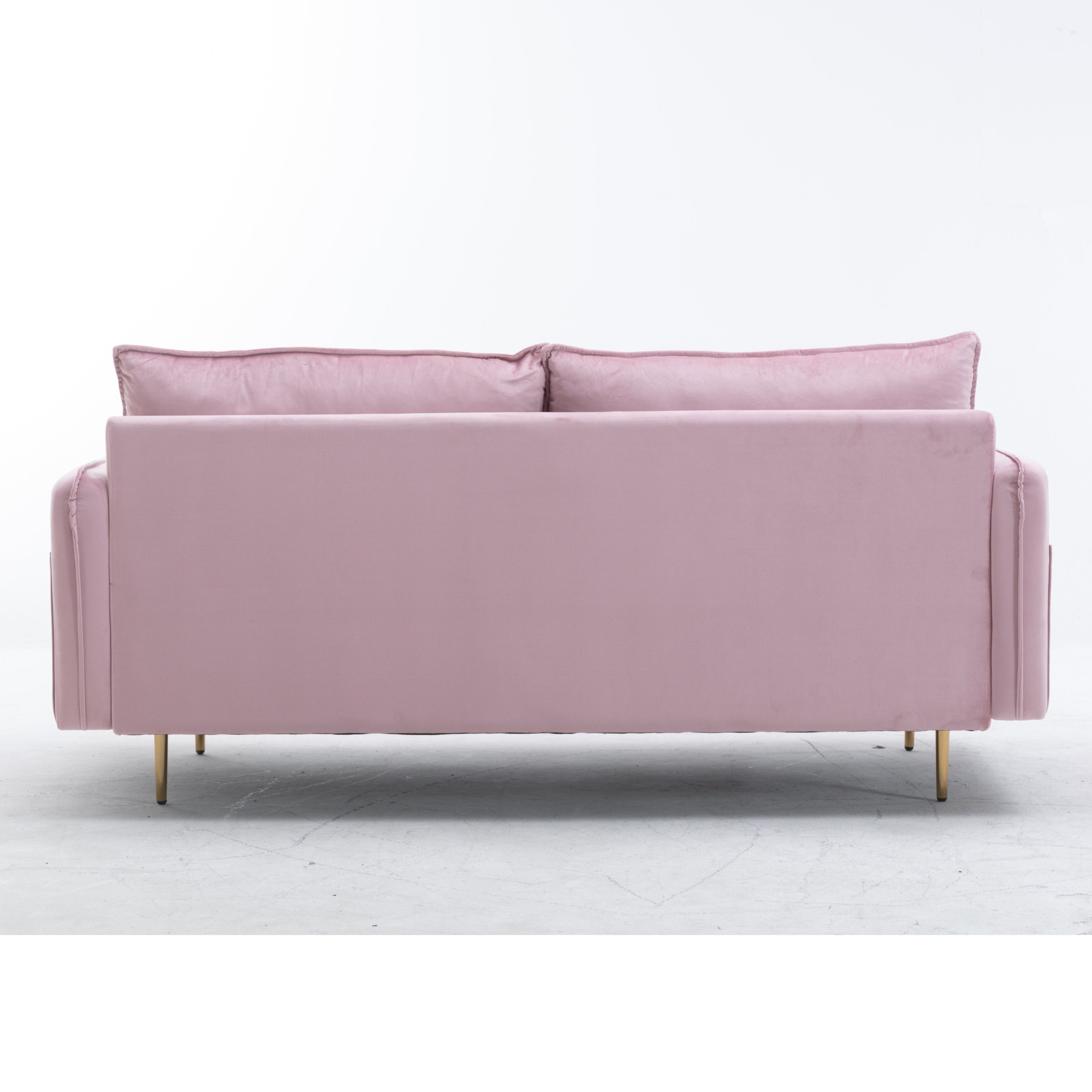 Modern Living Room Velvet Fabric Sofa Couch, Loveseat Sofa with Pocket - Pink