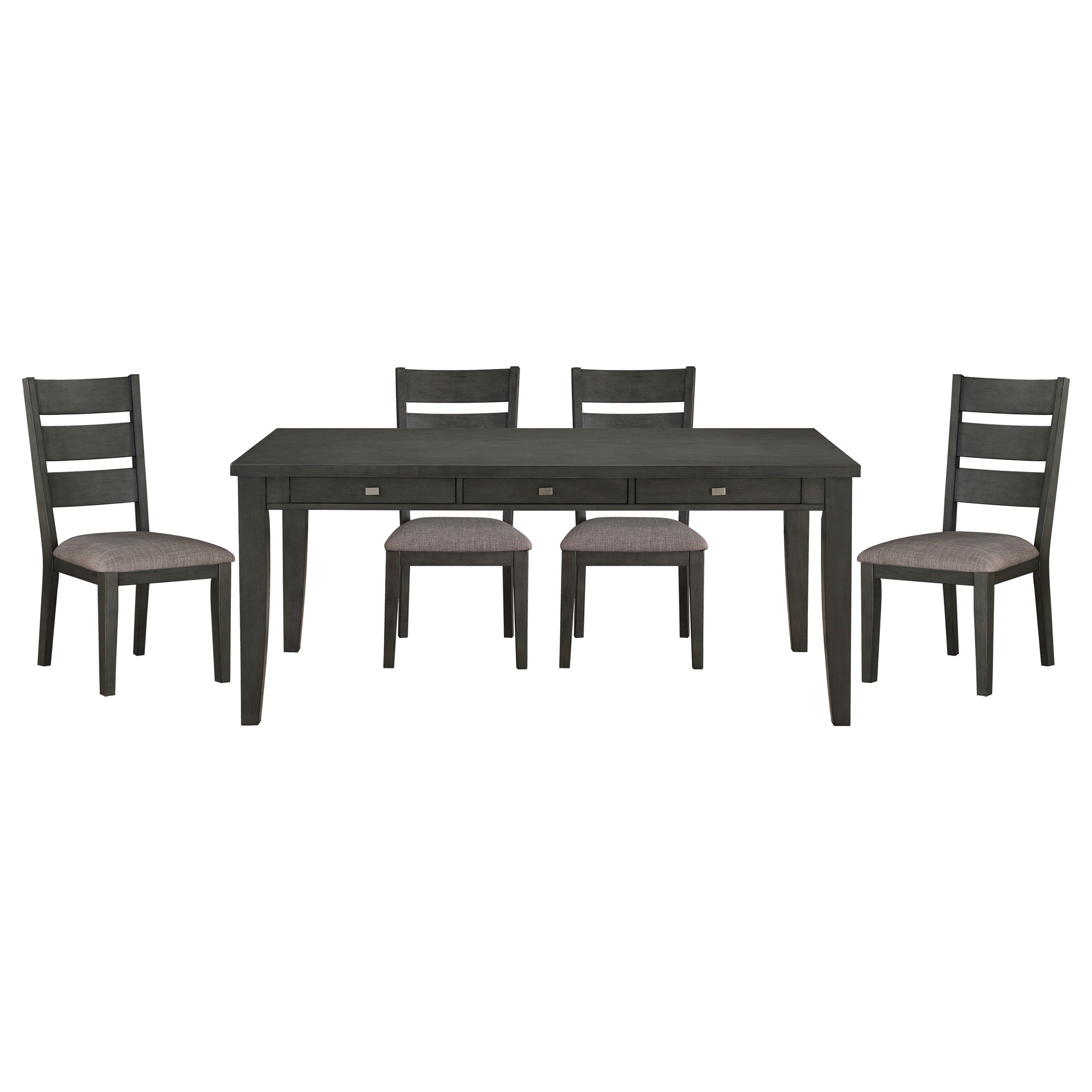 Dining Table with 6x Storage Drawers Casual Dining Furniture (1 table) - Gray Finish