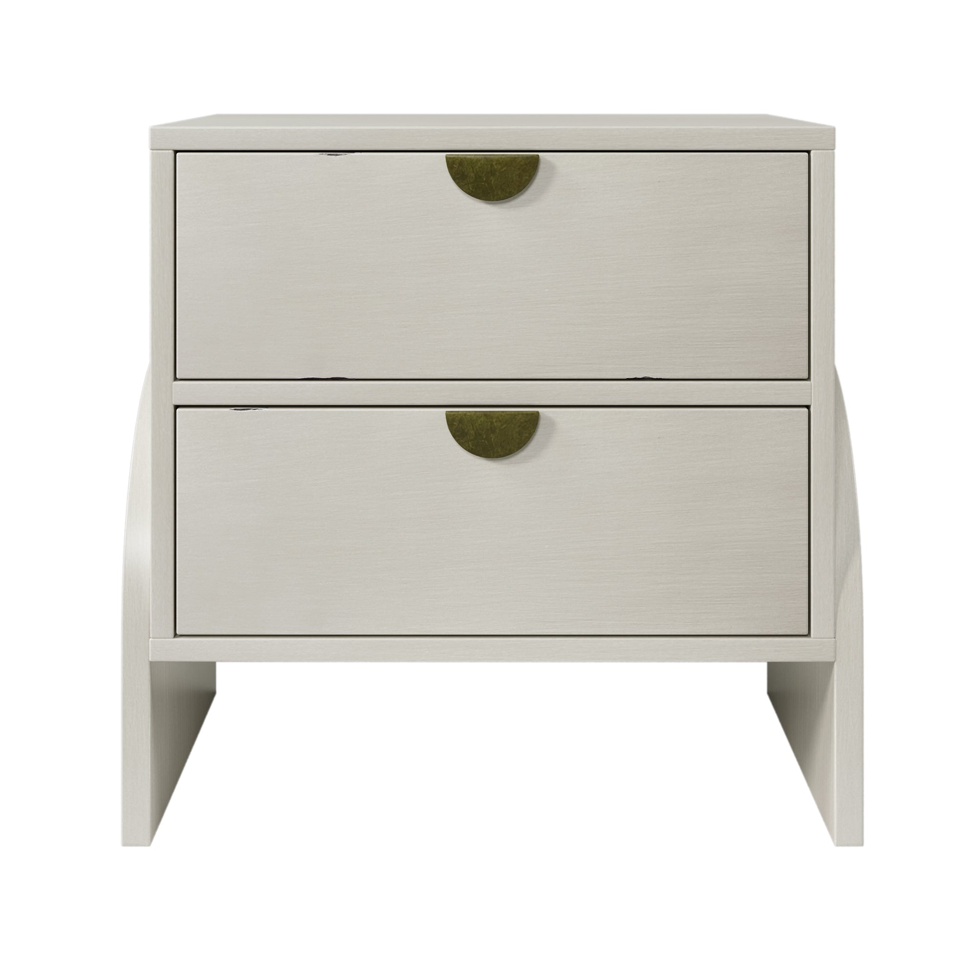 Retro Style Rubber Wood Venner Two-Drawer Bed Side Table Nightstand End Table - Antique White