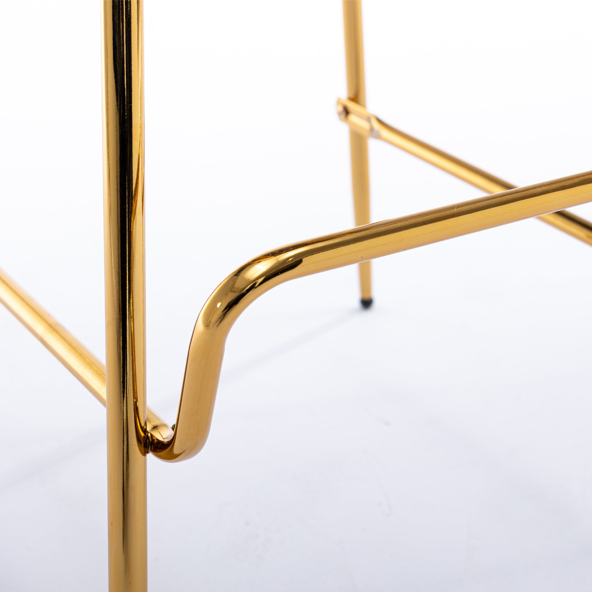 Luxury Velvet  High Bar Stool with Metal Legs and Soft Back - Camel
