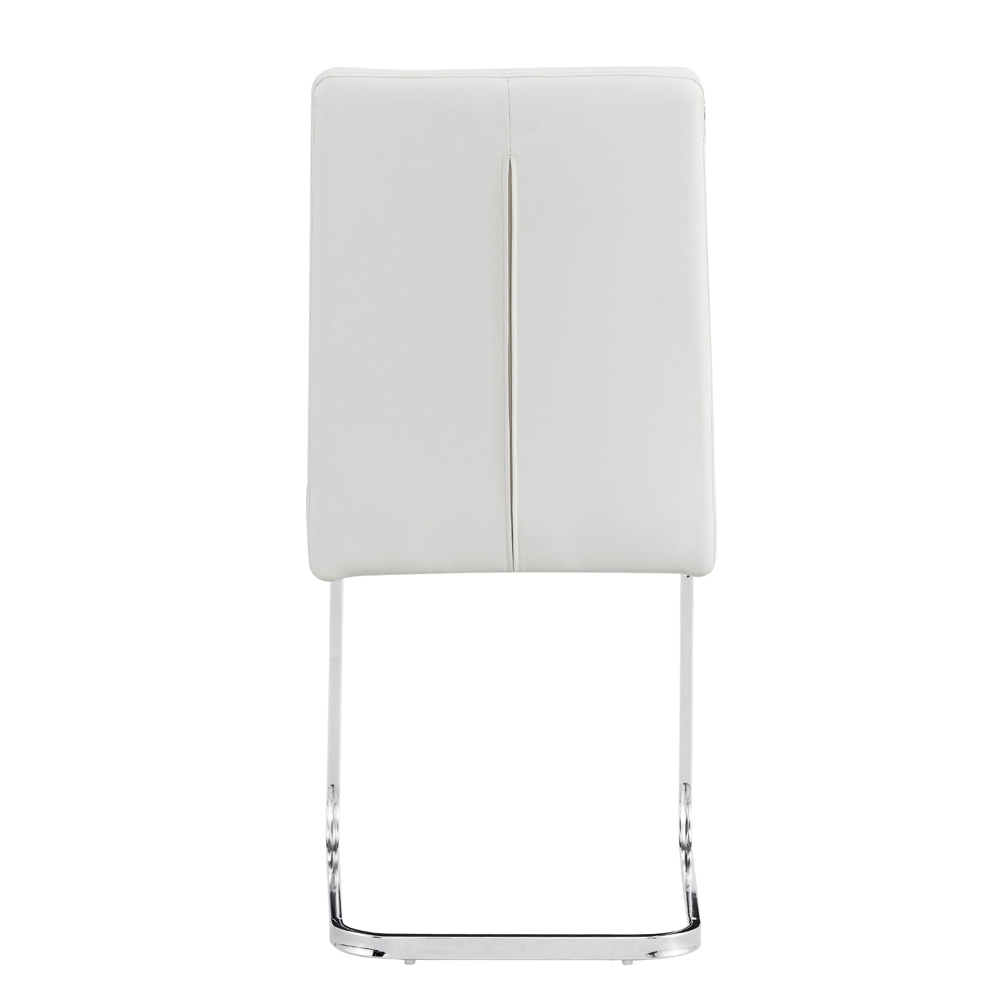 Modern Style Dining Chairs with Inset Buttons, C-shaped Tube Plating Metal Legs (Set of 2) - White