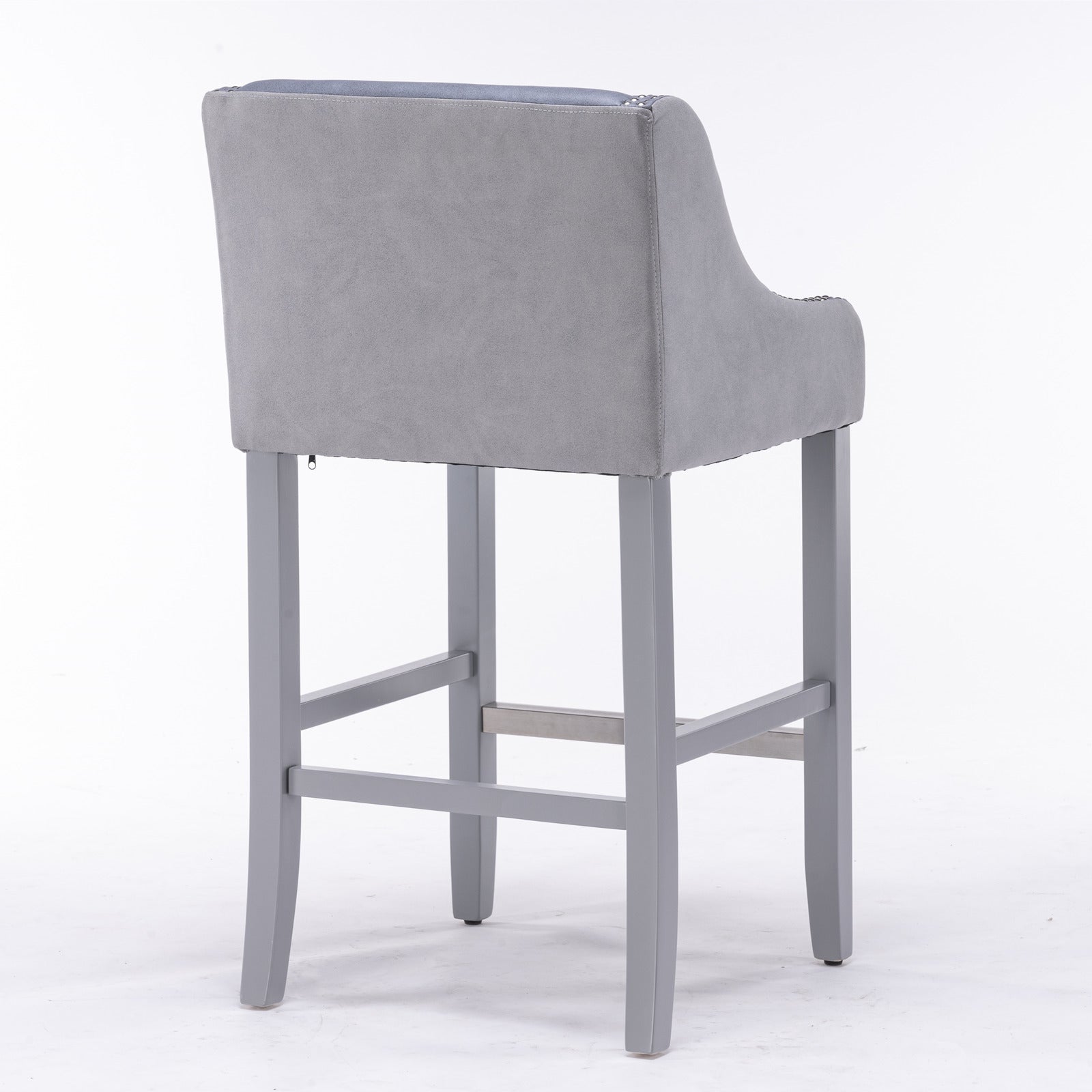 28 Inch Seat High Barstool with Accent Nail Trim (Set of 2) - Stone Blue and Gray