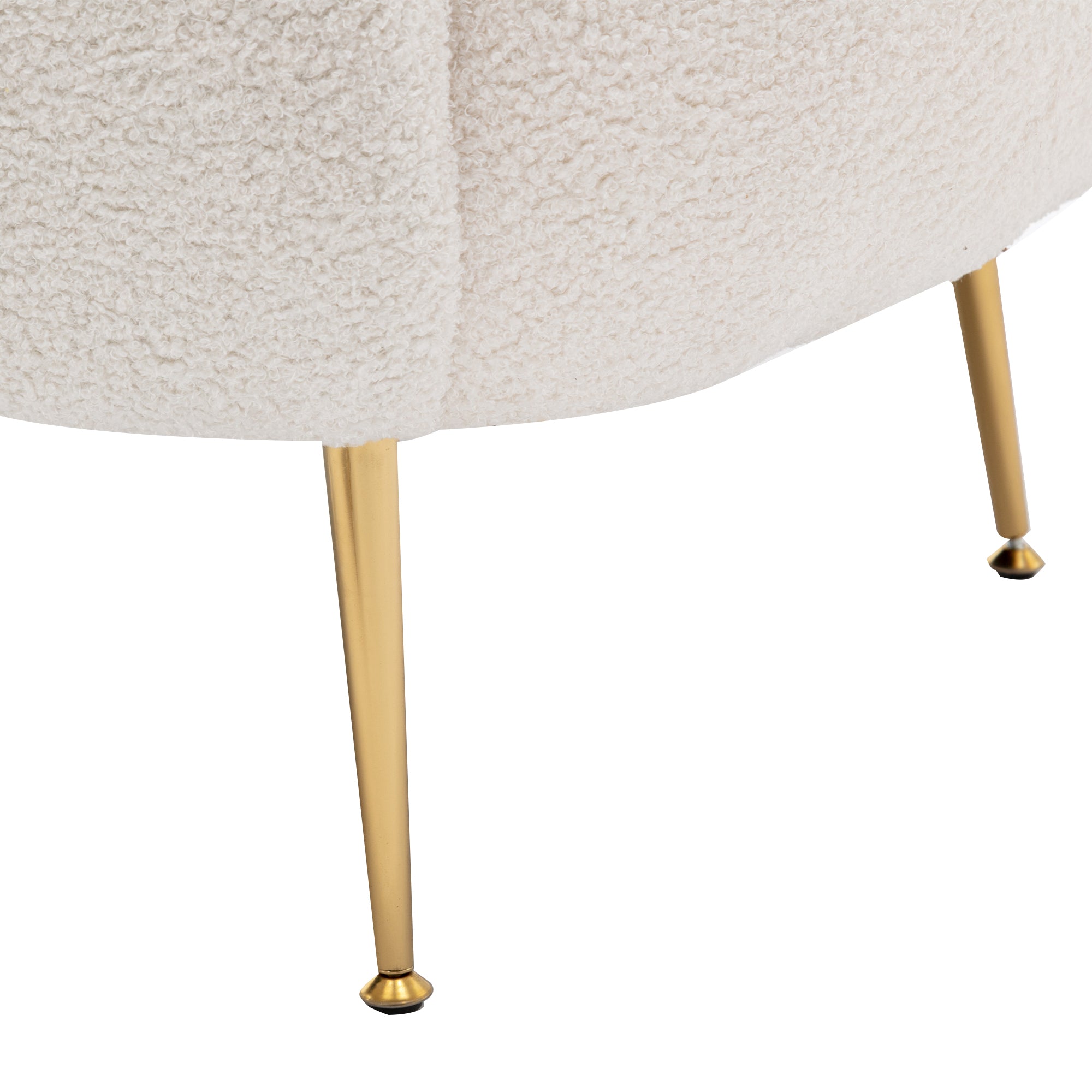 Modern Teddy Short Plush Comfy Armchair with Ottoman - White