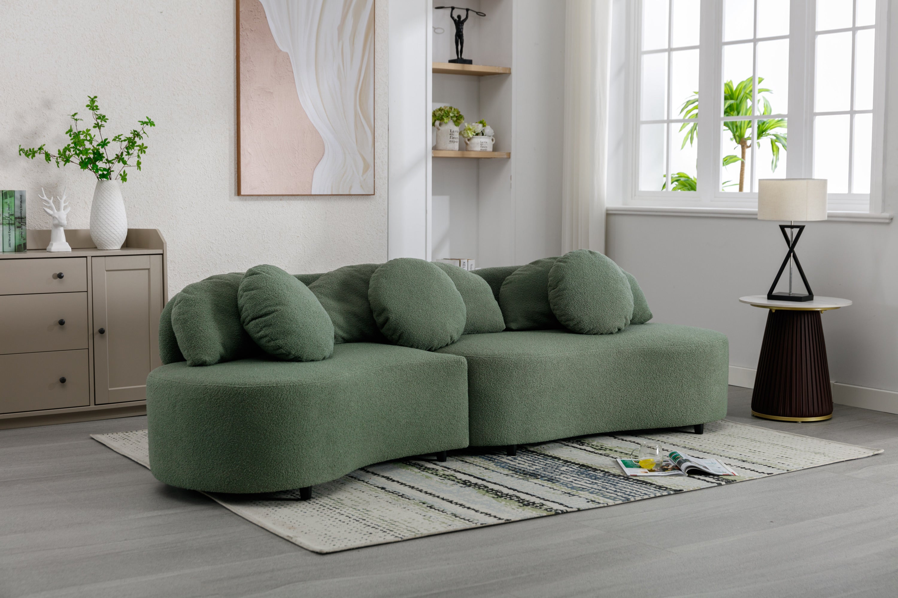 103.9" Modern Living Room Sofa Velvet Upholstered Couch Furniture - Green