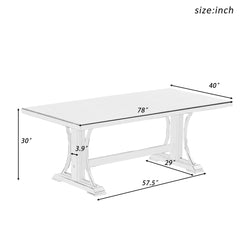 Retro Style Dining Table 78” Wood Rectangular Table, Seats up to 8 - Espresso