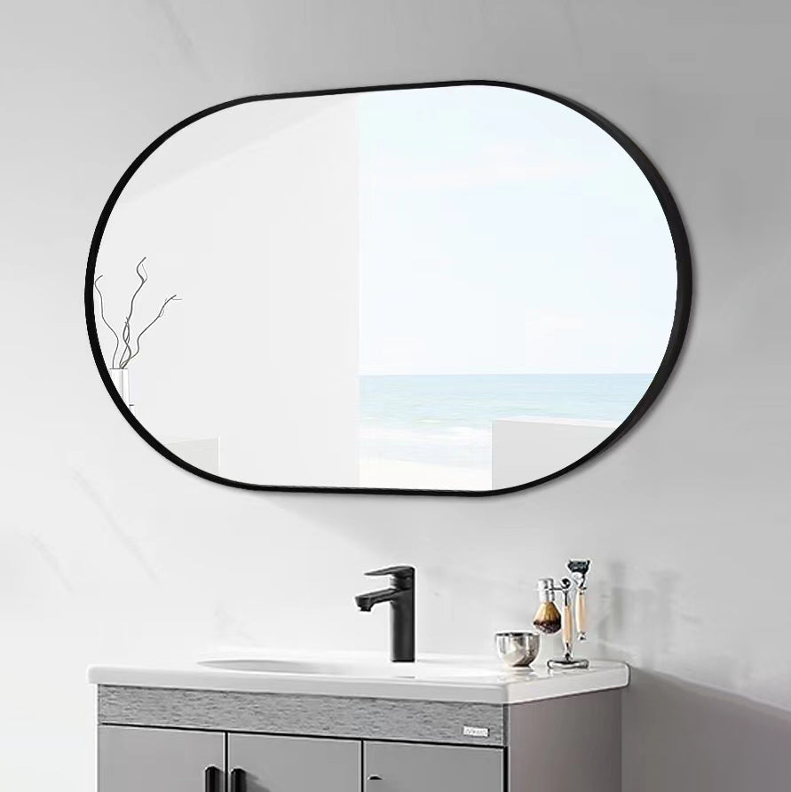 MAICOSY Oval Wall Mounted Mirror Black Metal Vanity Mirrors Hanging 36"x18"