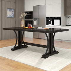 Retro Style Dining Table 78” Wood Rectangular Table, Seats up to 8 - Espresso