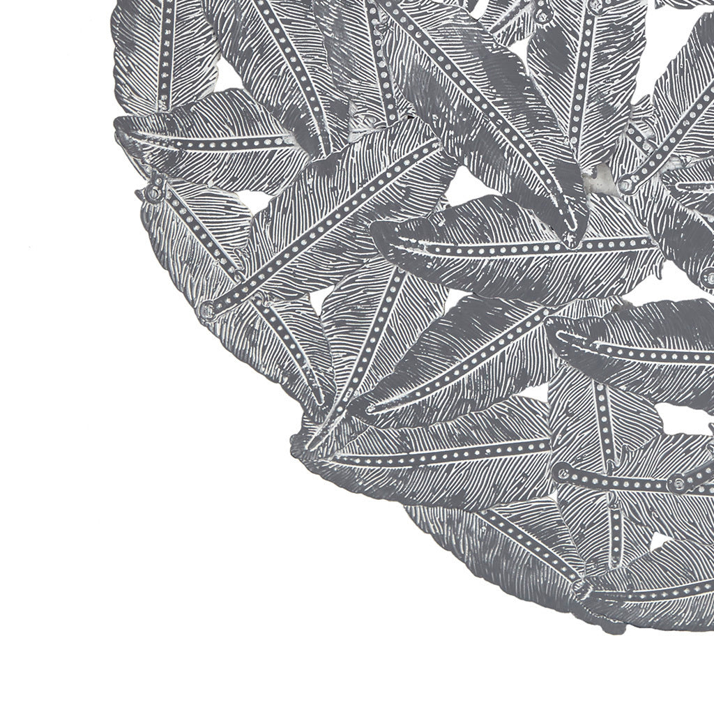 Rossi Textured Feather 3-piece Metal Disc Wall Decor Set - Grey