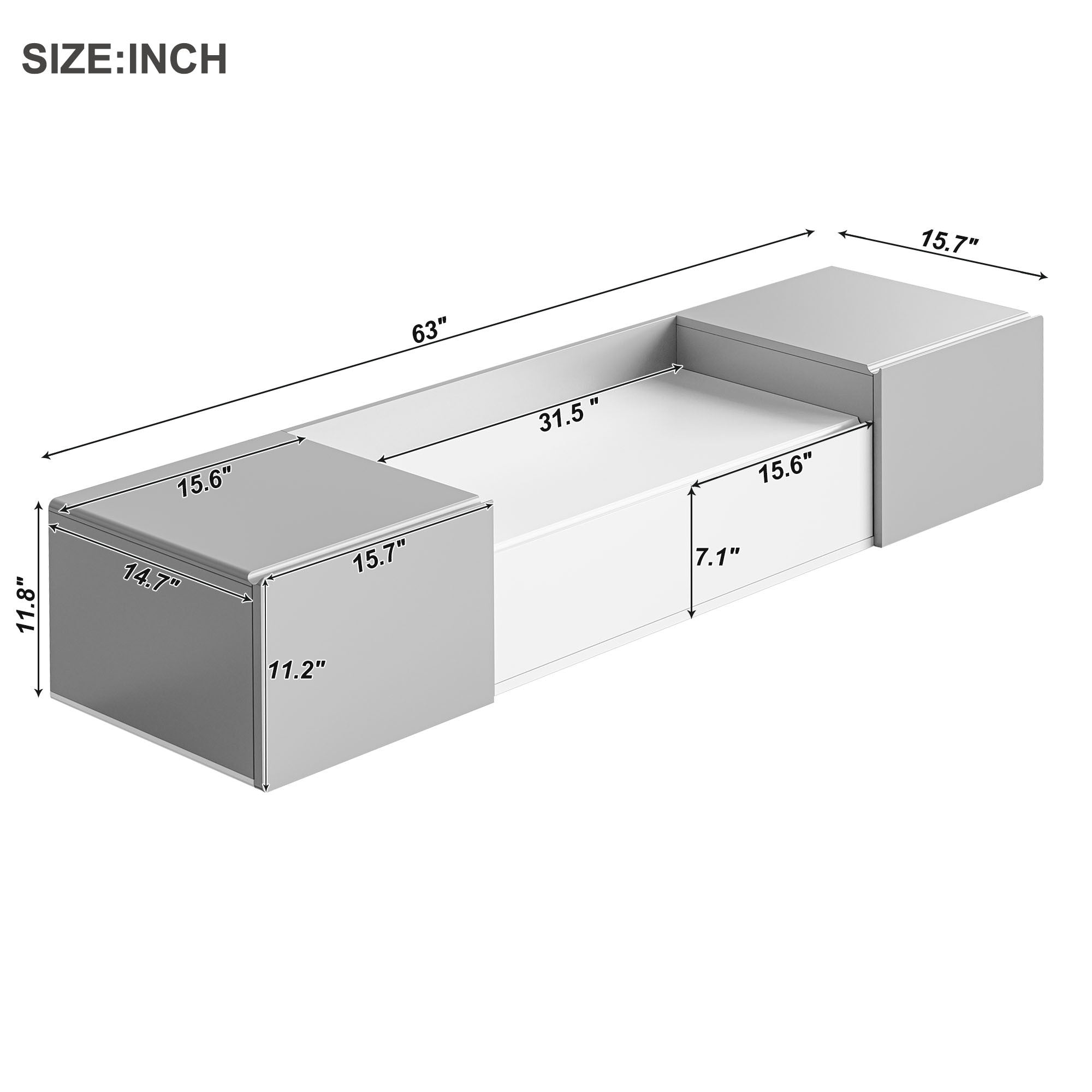 Large Storage TV Stand Grey