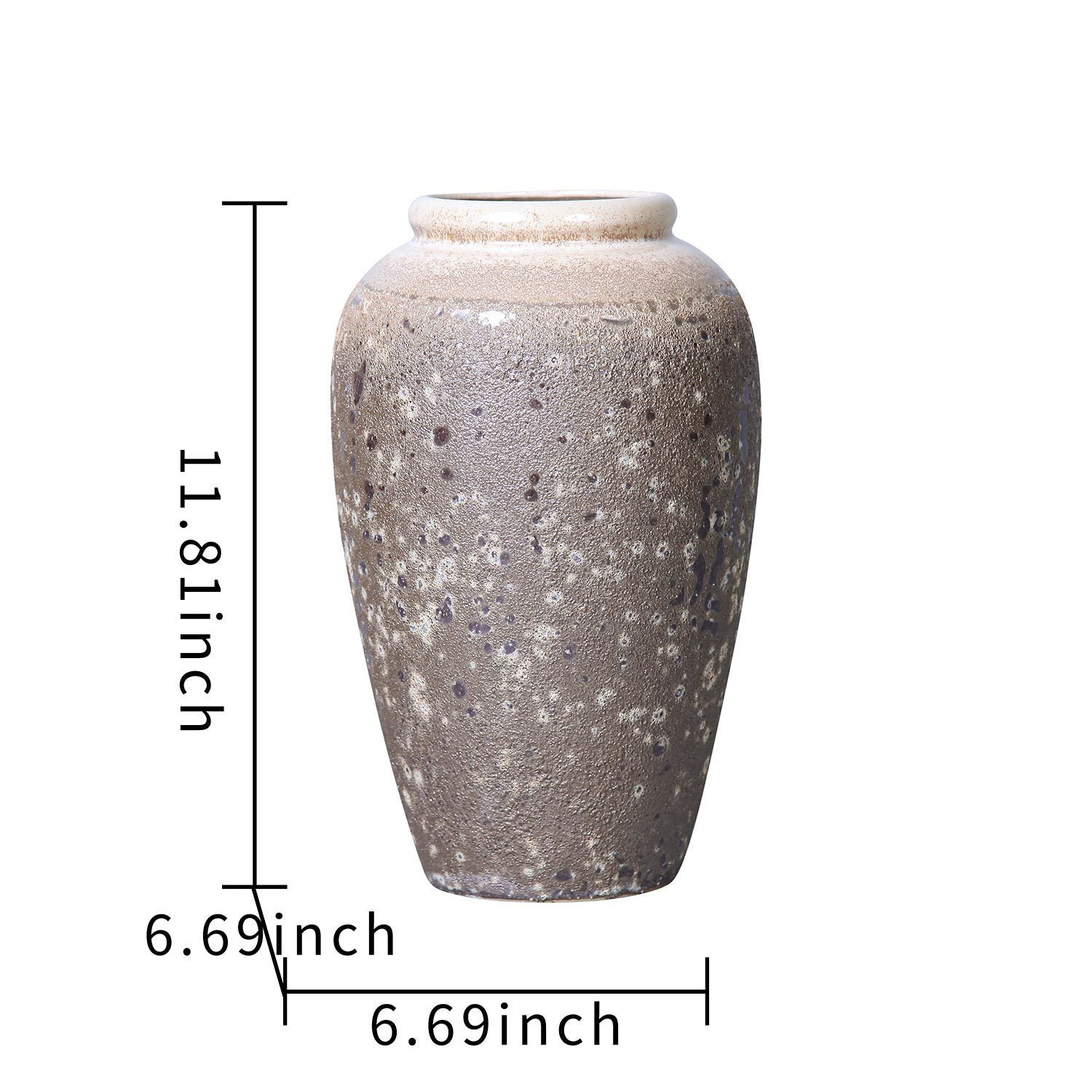 Artisanal Vintage Sand Ceramic Vase  6.5"D x 12"H
