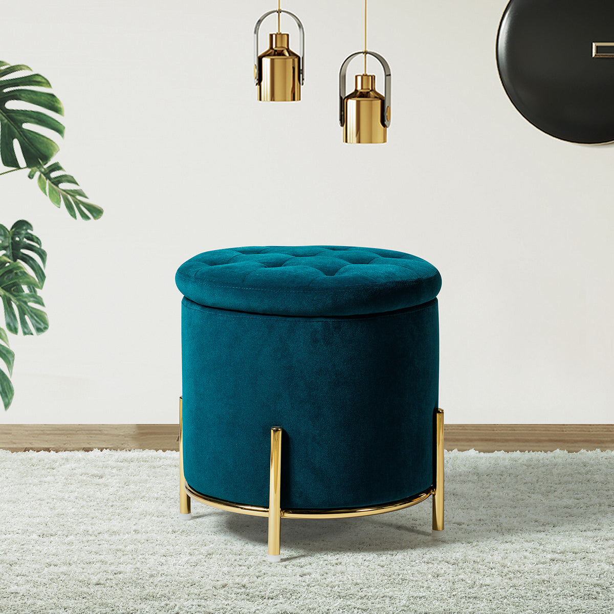 Tufted Storage Ottoman - Teal