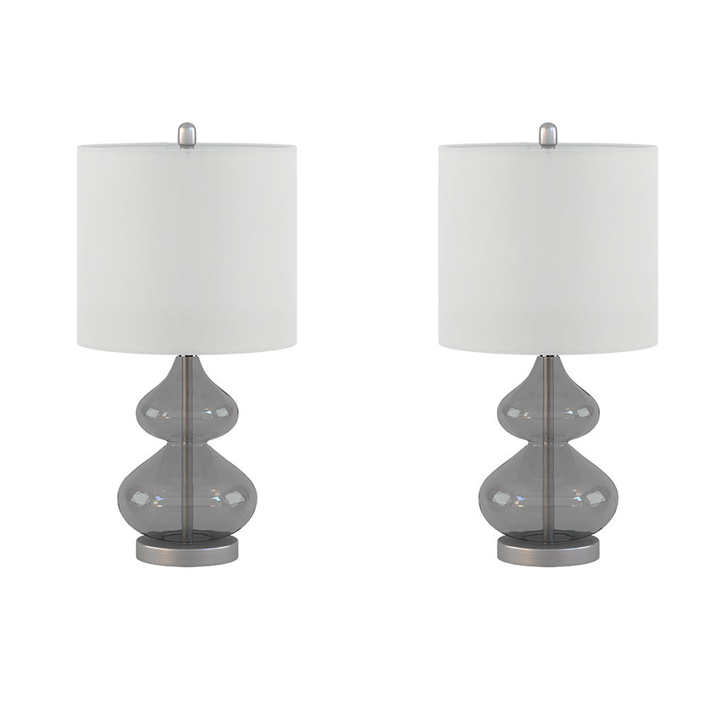 Curved Glass Table Lamp (Set of 2) - Grey