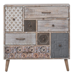 Accent Storage Cabinet with 8 Drawers, Modern Decorative Cabinet with Wood Frame and Colorful Pattern