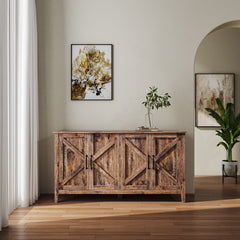 Espresso Cabinet with 4 Doors and 4 open shelves