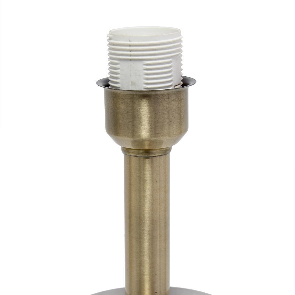 Gray Concrete Base Table Lamp with Antique Brass Detail - Khaki Fabric Shade