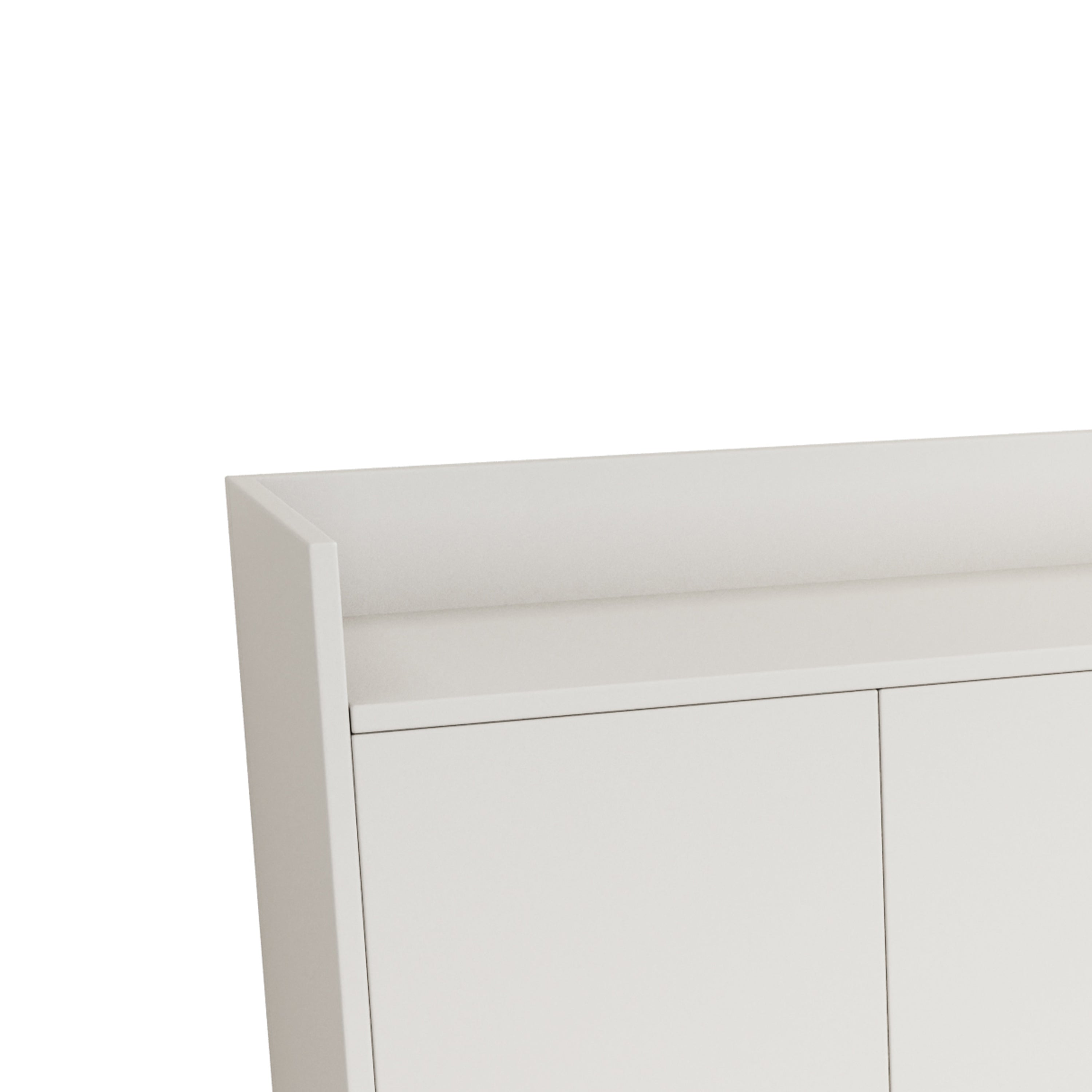 Stylish and Functional 4-Door Storage Cabinet with Square Metal Legs and Particle Board Material - White