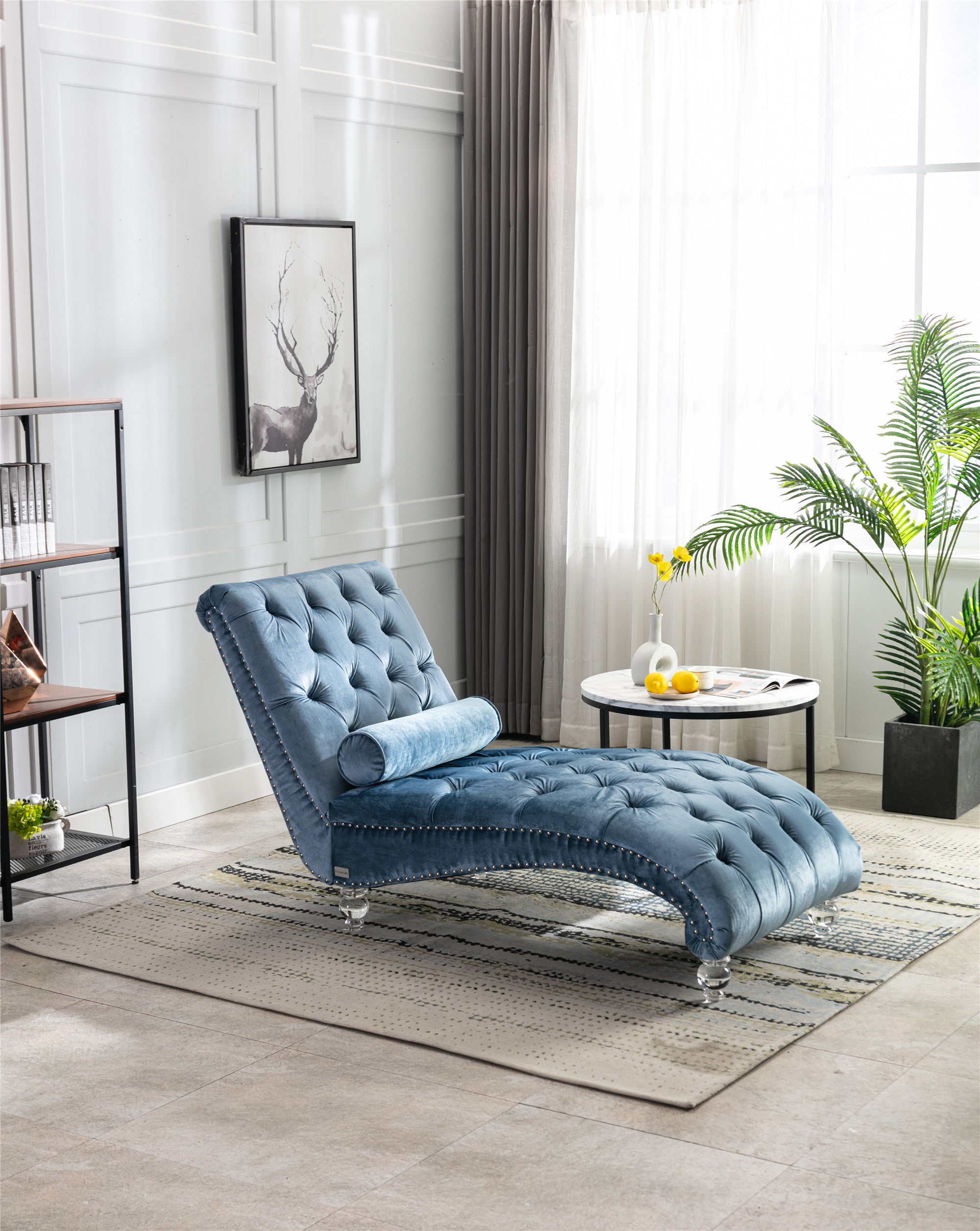Light Blue Velvet Sofa Chair