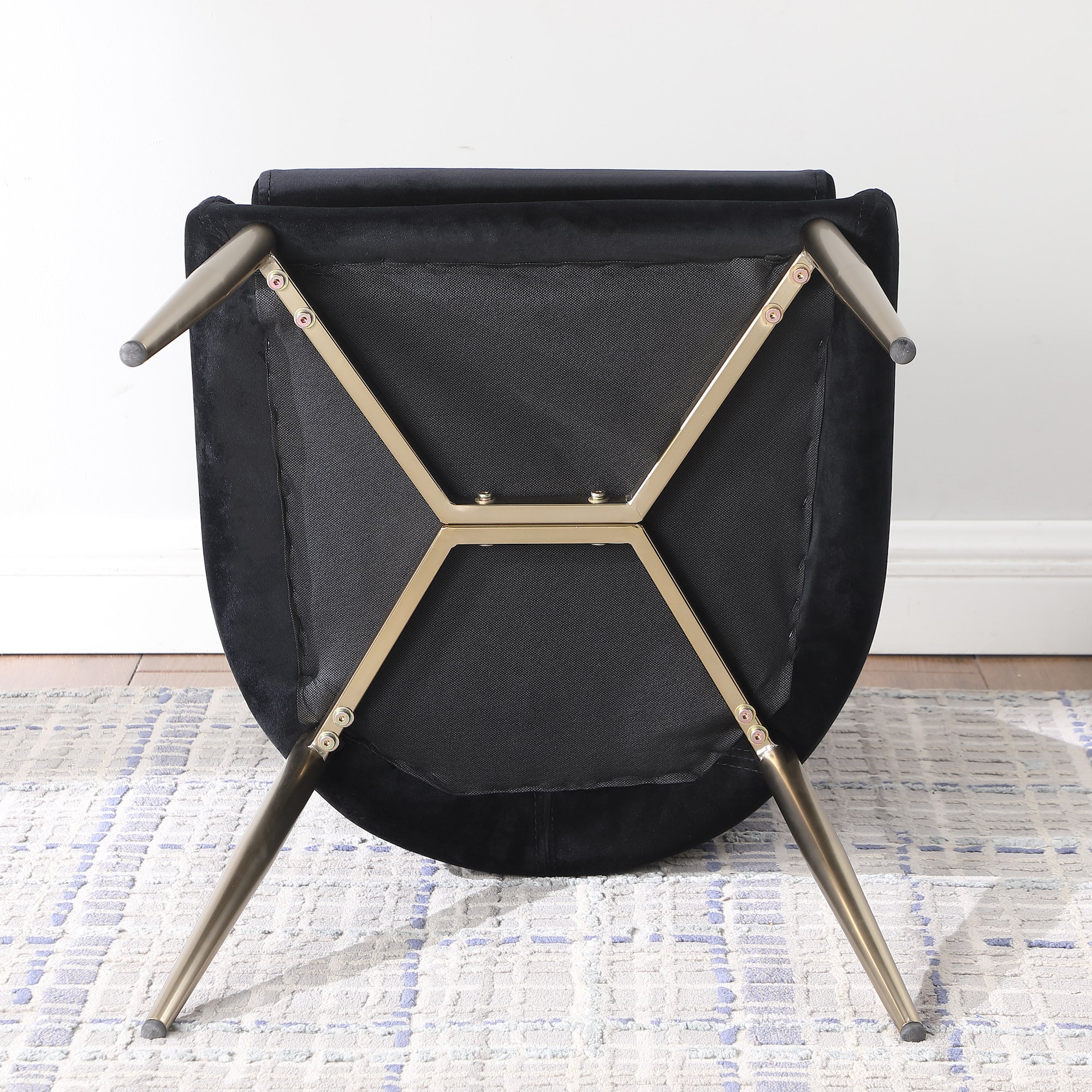 Contemporary Velvet Upholstered Dining Chair with Sturdy Metal Legs (Set of 2) - Blue