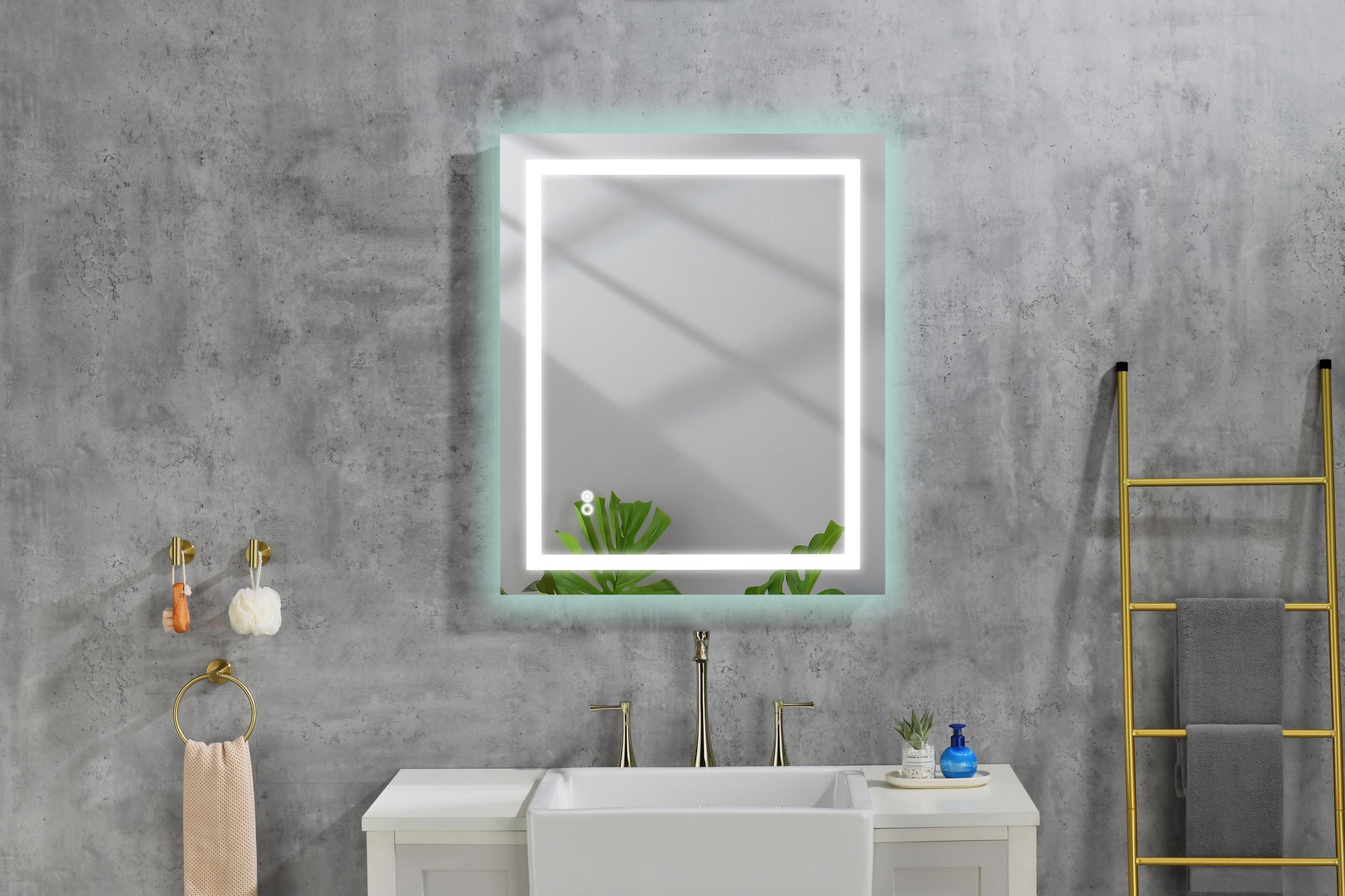 MAICOSY LED Lighted Mirror Bathroom Mirrors Wall Touch Dimmable Anti-Fog 32"x24"