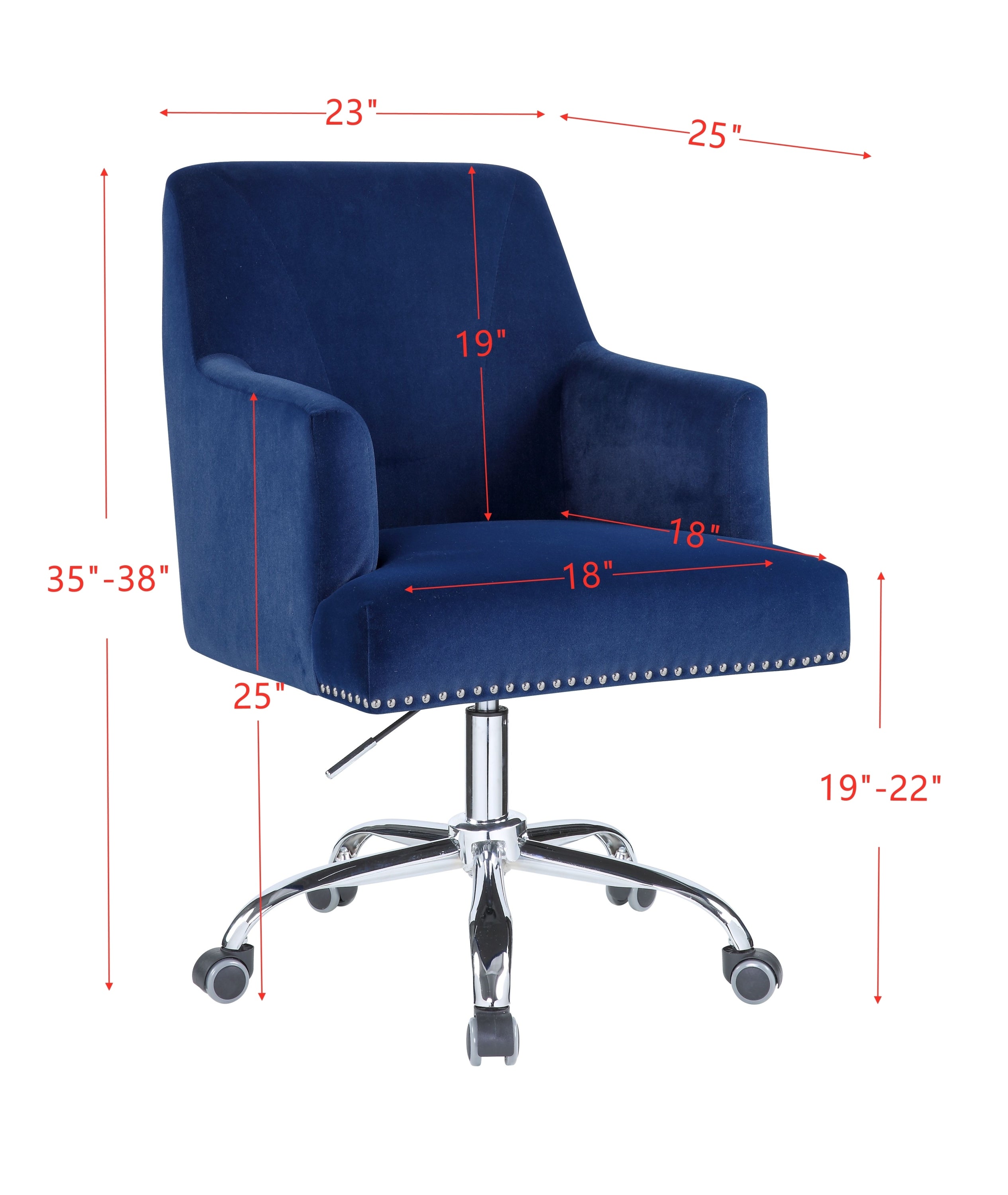 Elegant Office Chair - Blue Velvet & Chrome Finish