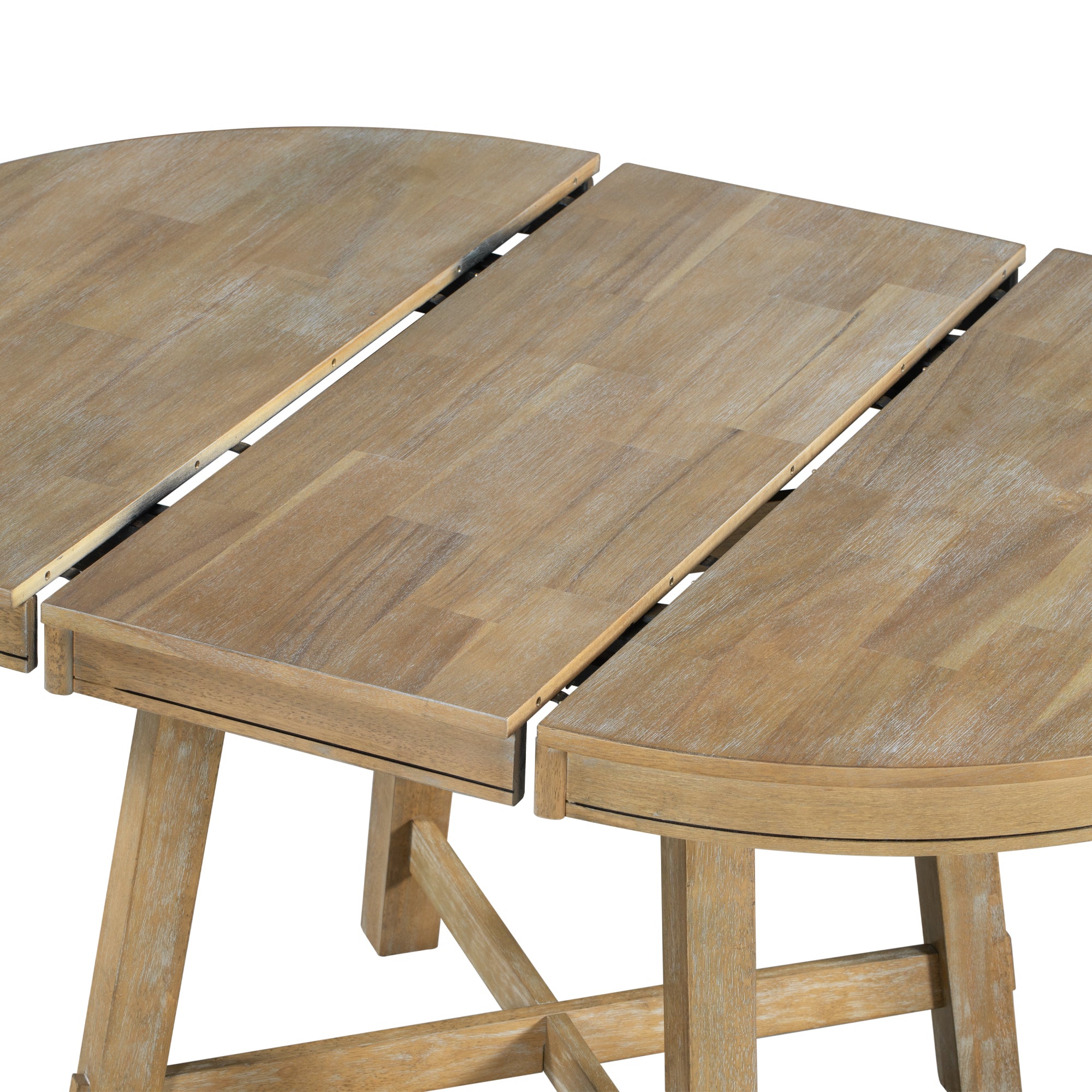 Farmhouse Round Extendable Dining Table 16" (Natural Wood Wash)
