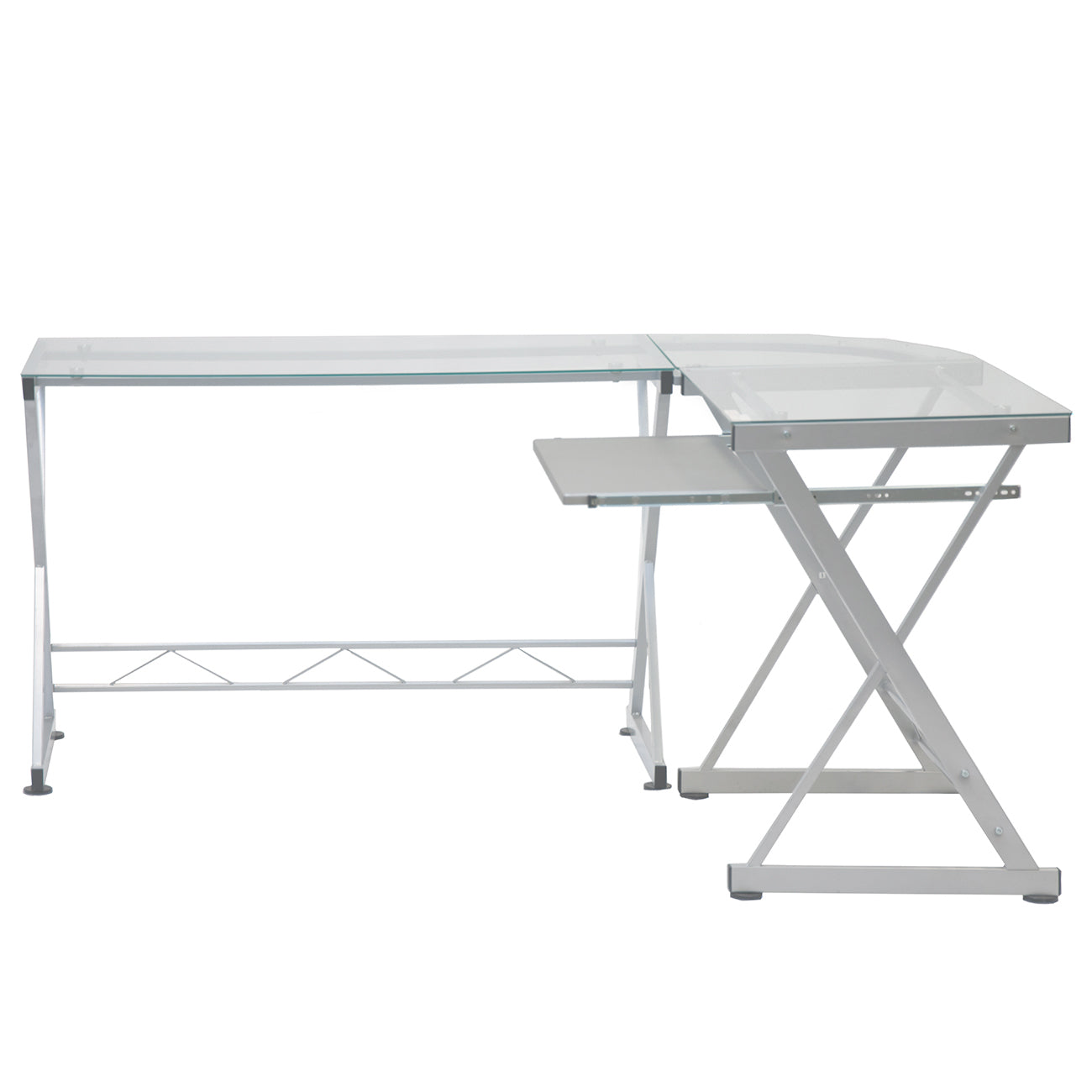 L-Shaped Tempered Glass Desk 