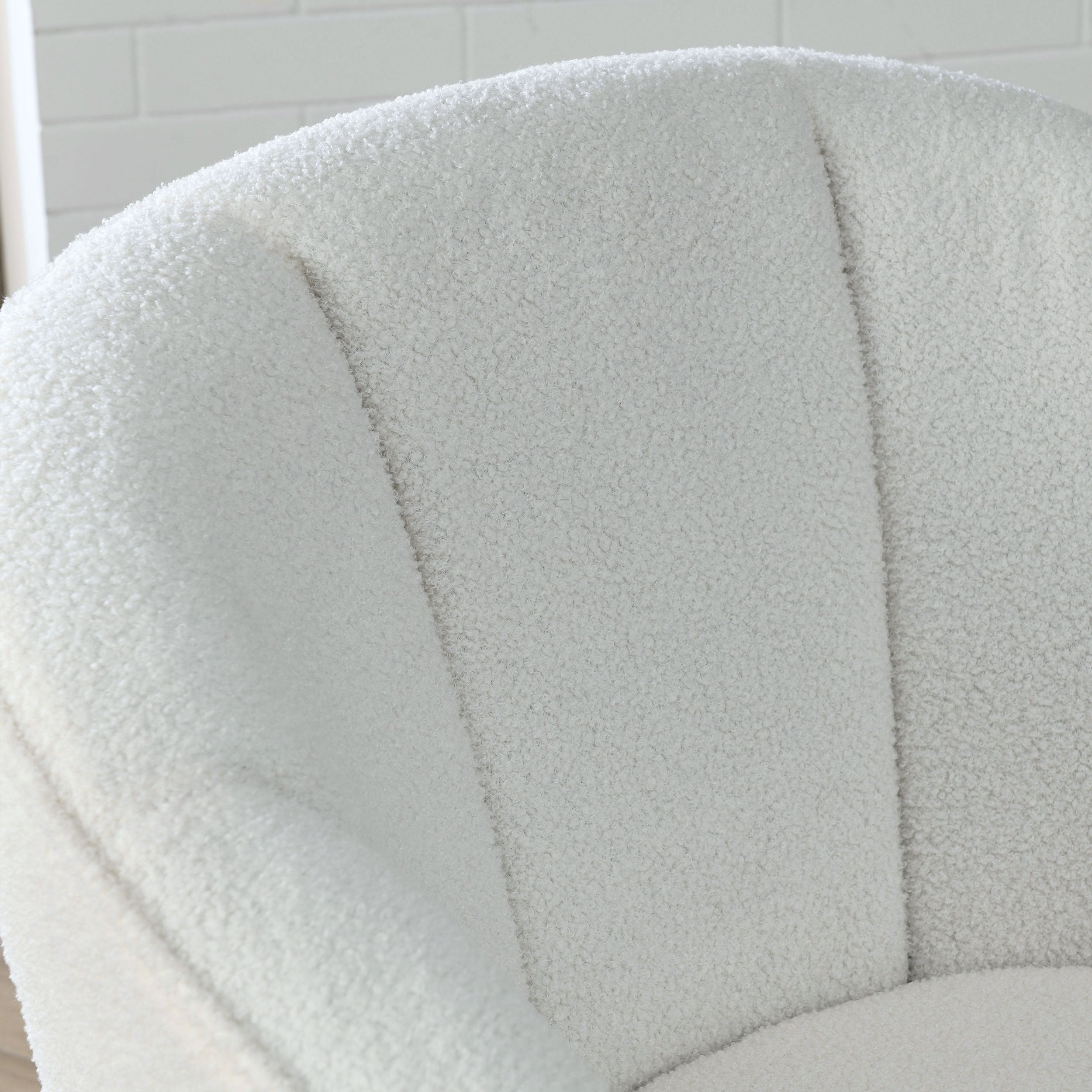 29 "W Petal Modern Contemporary Accent Lounge Swivel Chair with Deep Channel Tufting and Base - White Teddy