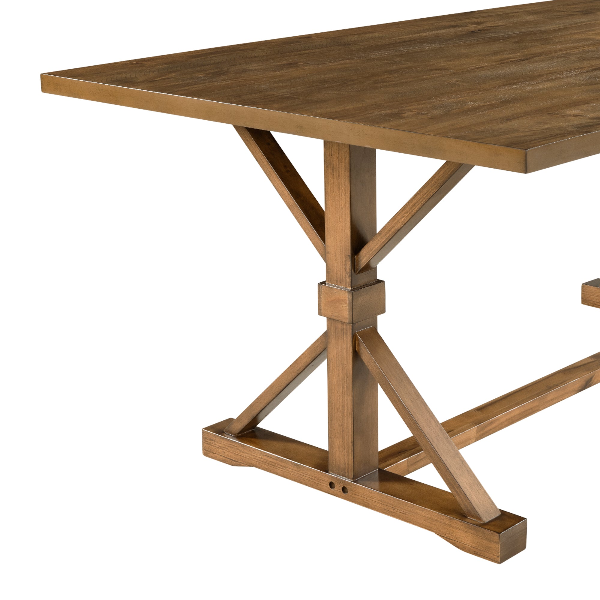 6-Piece Farmhouse Dining Table Set 72" Wood Rectangular Table, 4 Upholstered Chairs with Bench - Walnut