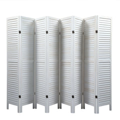 8 Panel Screen Folding Louvered Room Divider - White