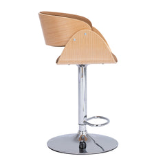 Adjustable/Swivel Bar Stool PU Leather Ecru Bent Wood Bar Chair - Walnut