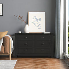 Retro Classic Style 6 Drawer - Black