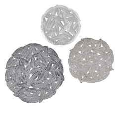 Rossi Textured Feather 3-piece Metal Disc Wall Decor Set - Grey