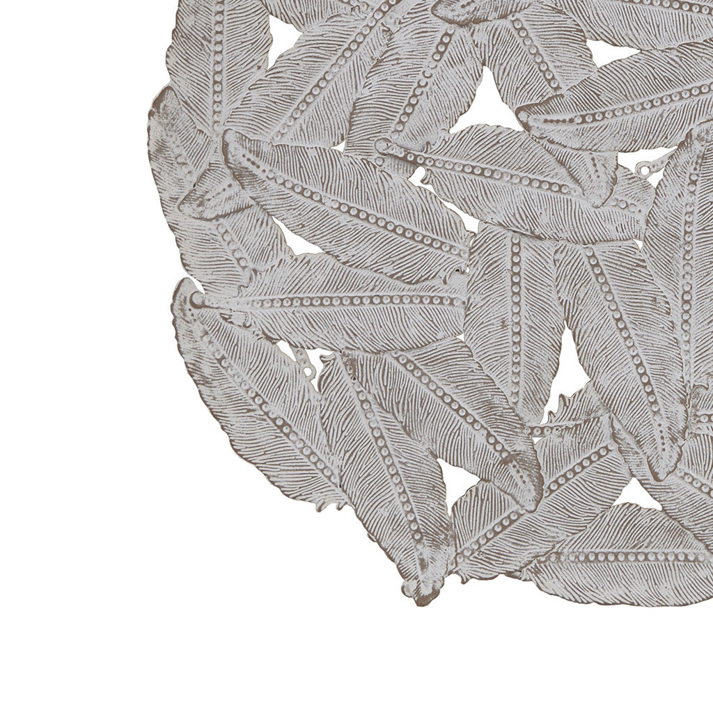 Rossi Textured Feather 3-piece Metal Disc Wall Decor Set - Grey