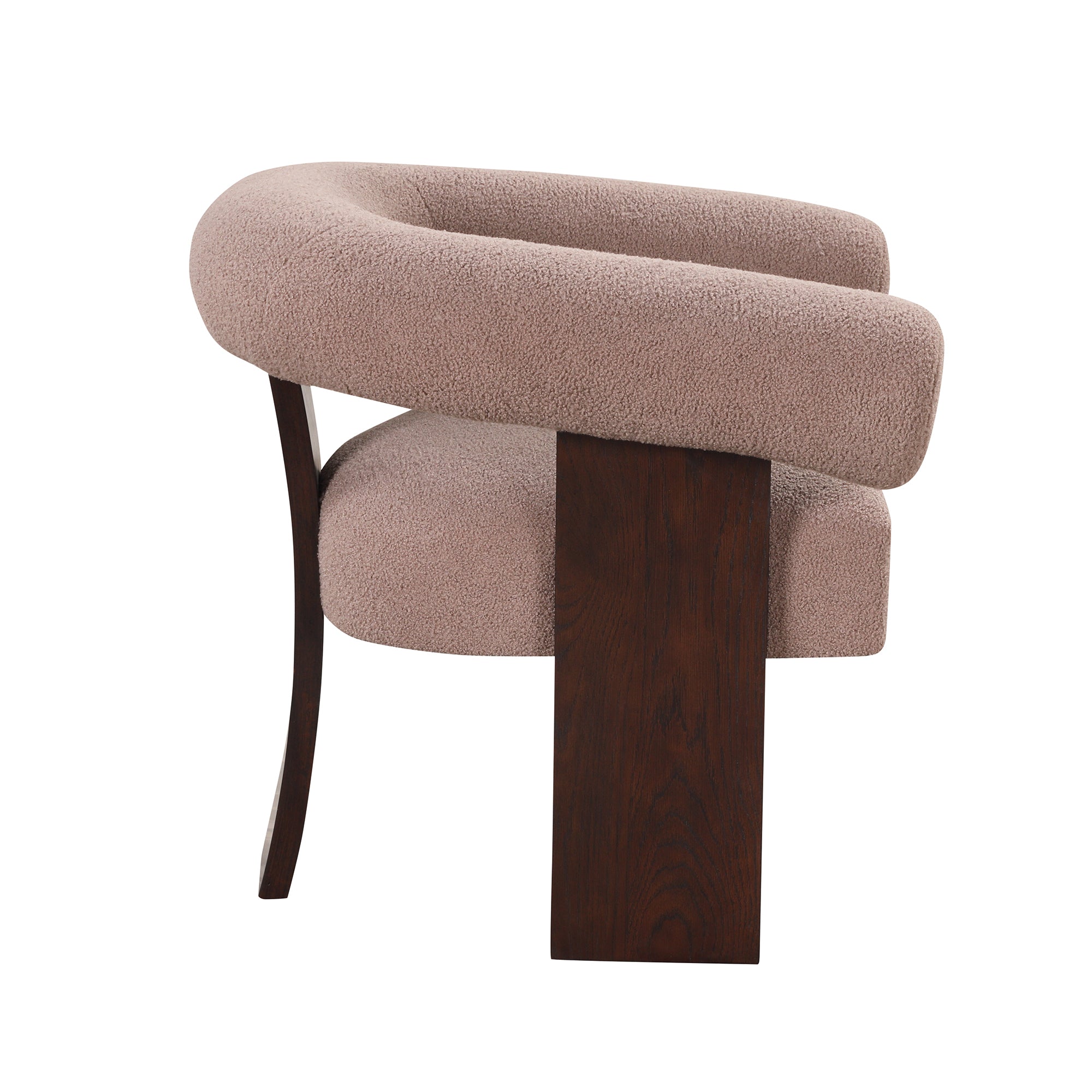 The Curved Wishbone Frame Accent Chair Teddy Velvet - Light Brown