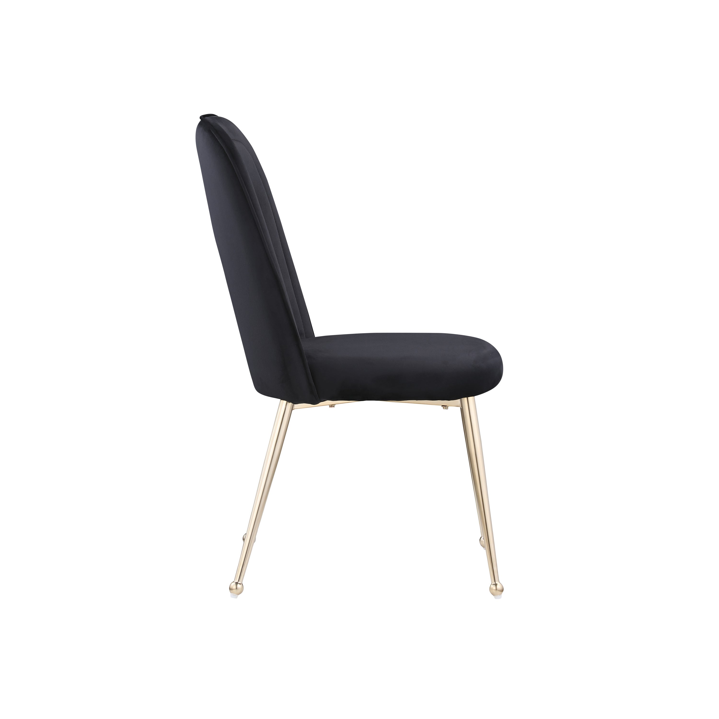 Mid Century Velvet Upholstered Dining Chairs with Metal Legs (Set of 2) - Black