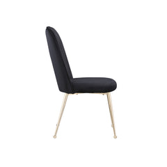Mid Century Velvet Upholstered Dining Chairs with Metal Legs (Set of 2) - Black