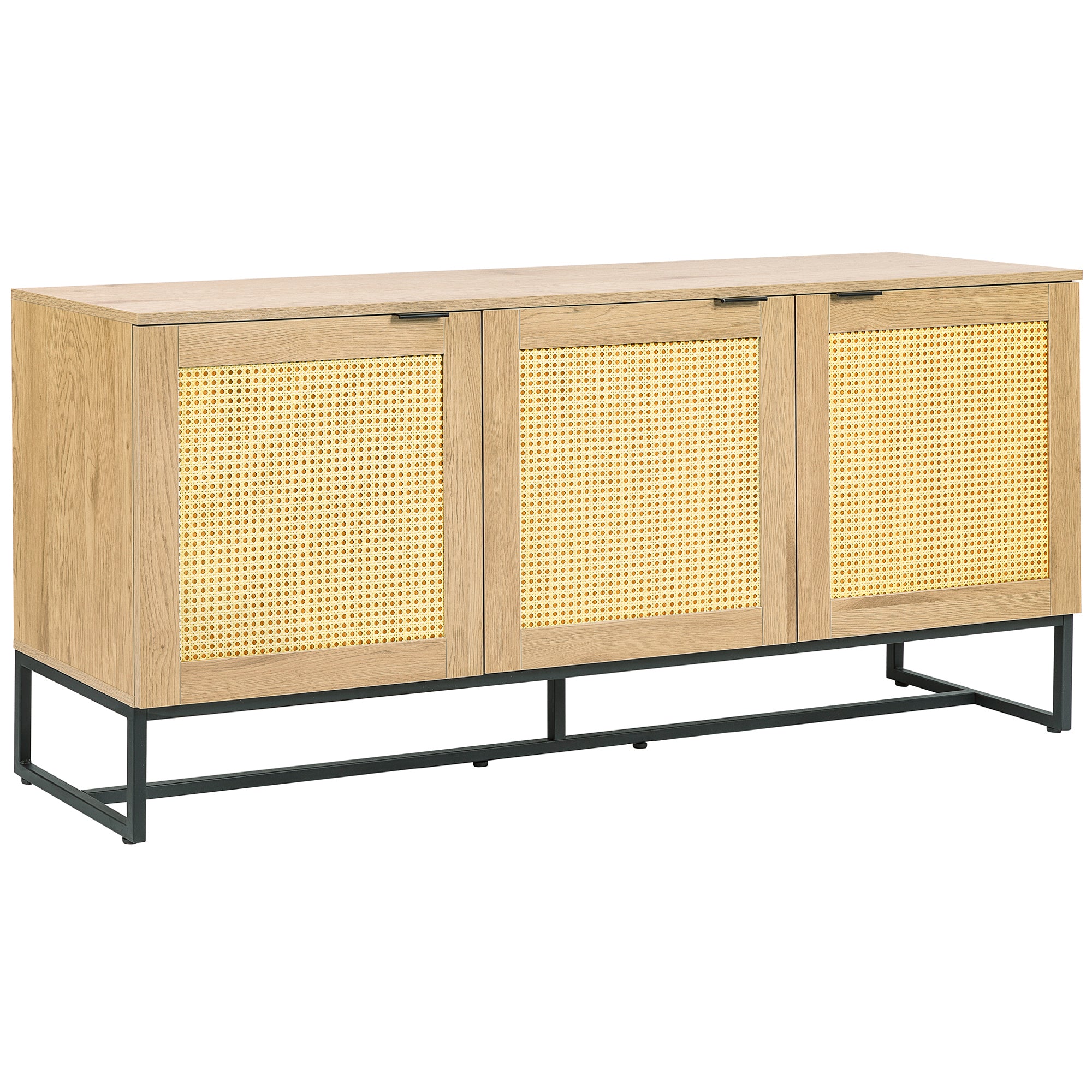 Wicker Sideboard Storage Cabinet 63 inch, with 3 doors - Natural color