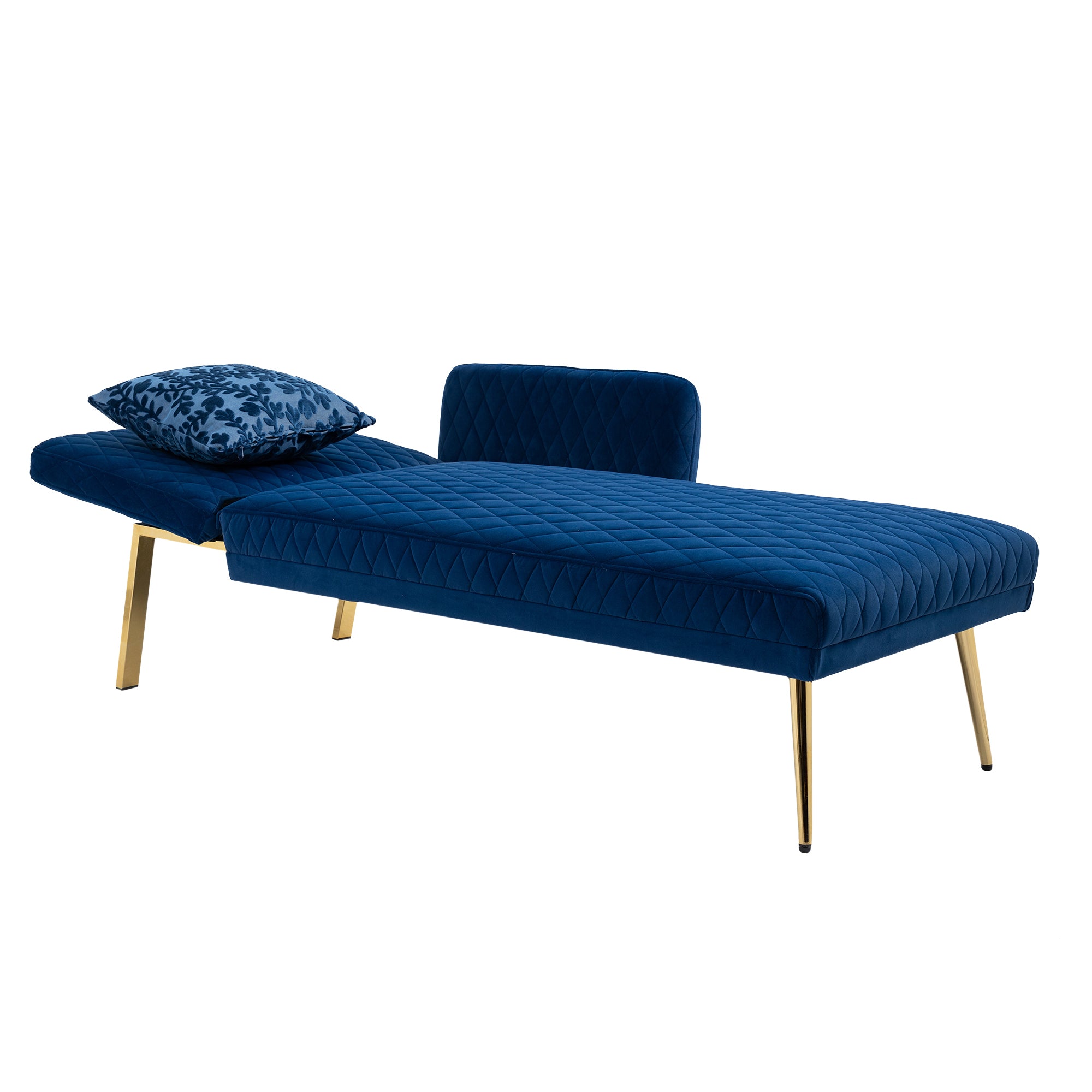 Velvet Loveseat Sofa with Metal Feet - Navy