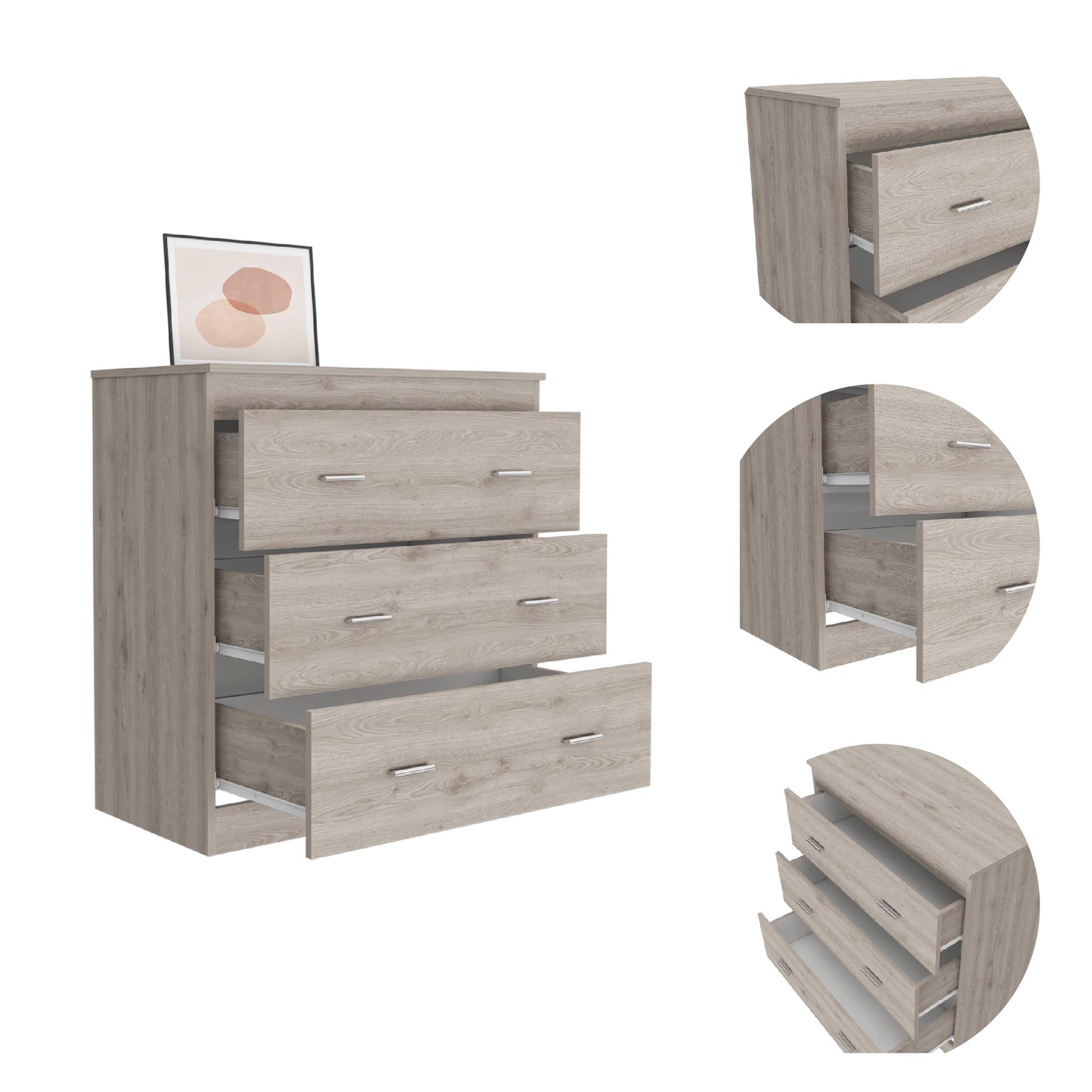 3-Drawer Dresser - Light Grey