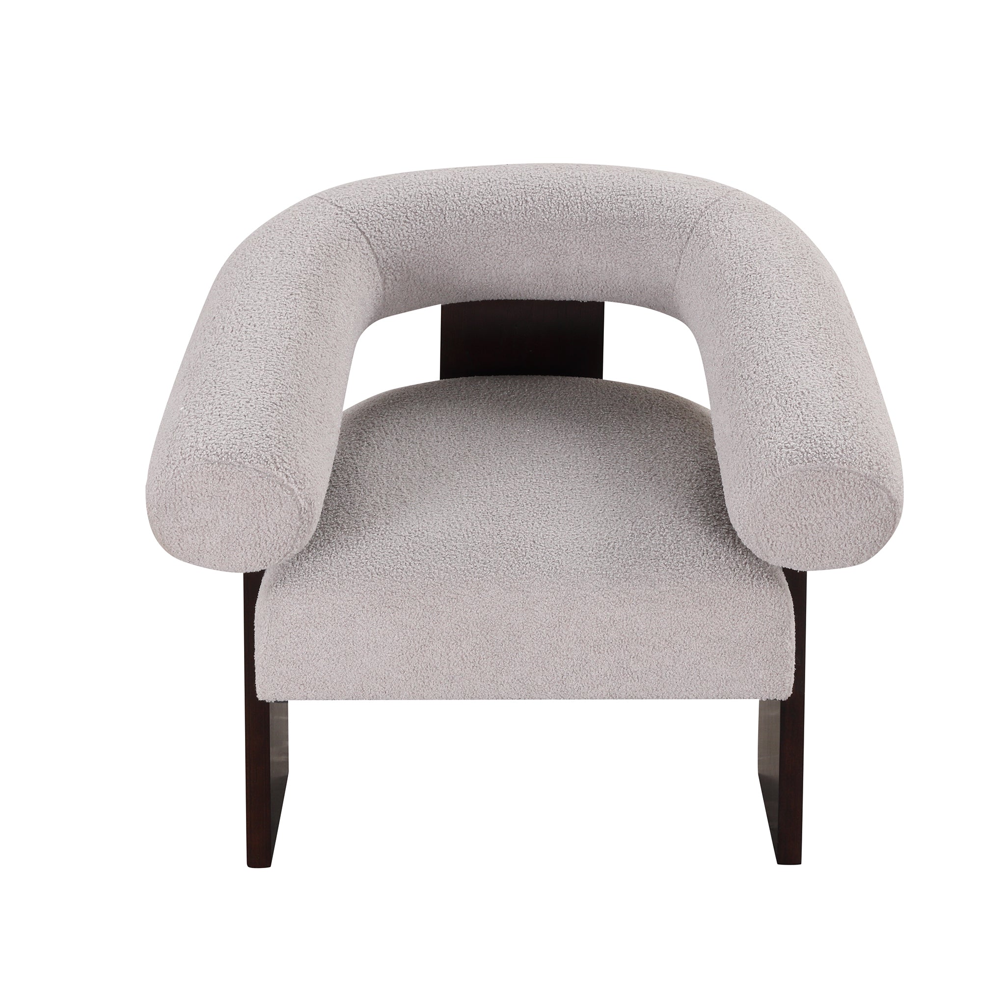 The Curved Wishbone Frame Accent Chair Teddy Velvet for Living Room - Light Gray